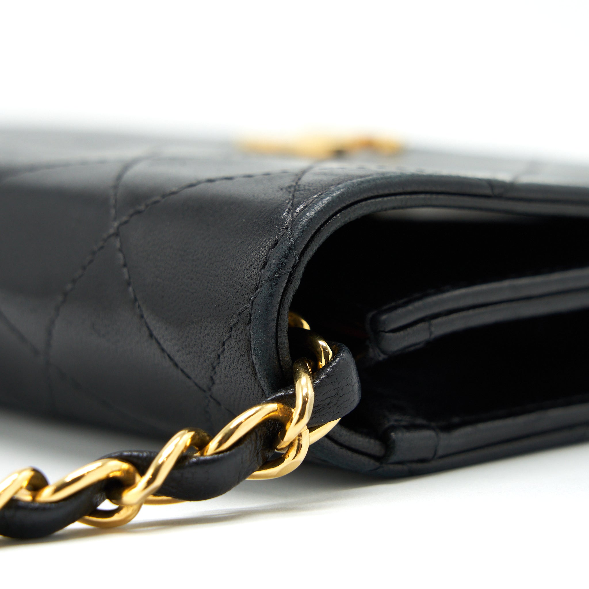 Chanel Vintage Quilted Flap Chain Wallet Black