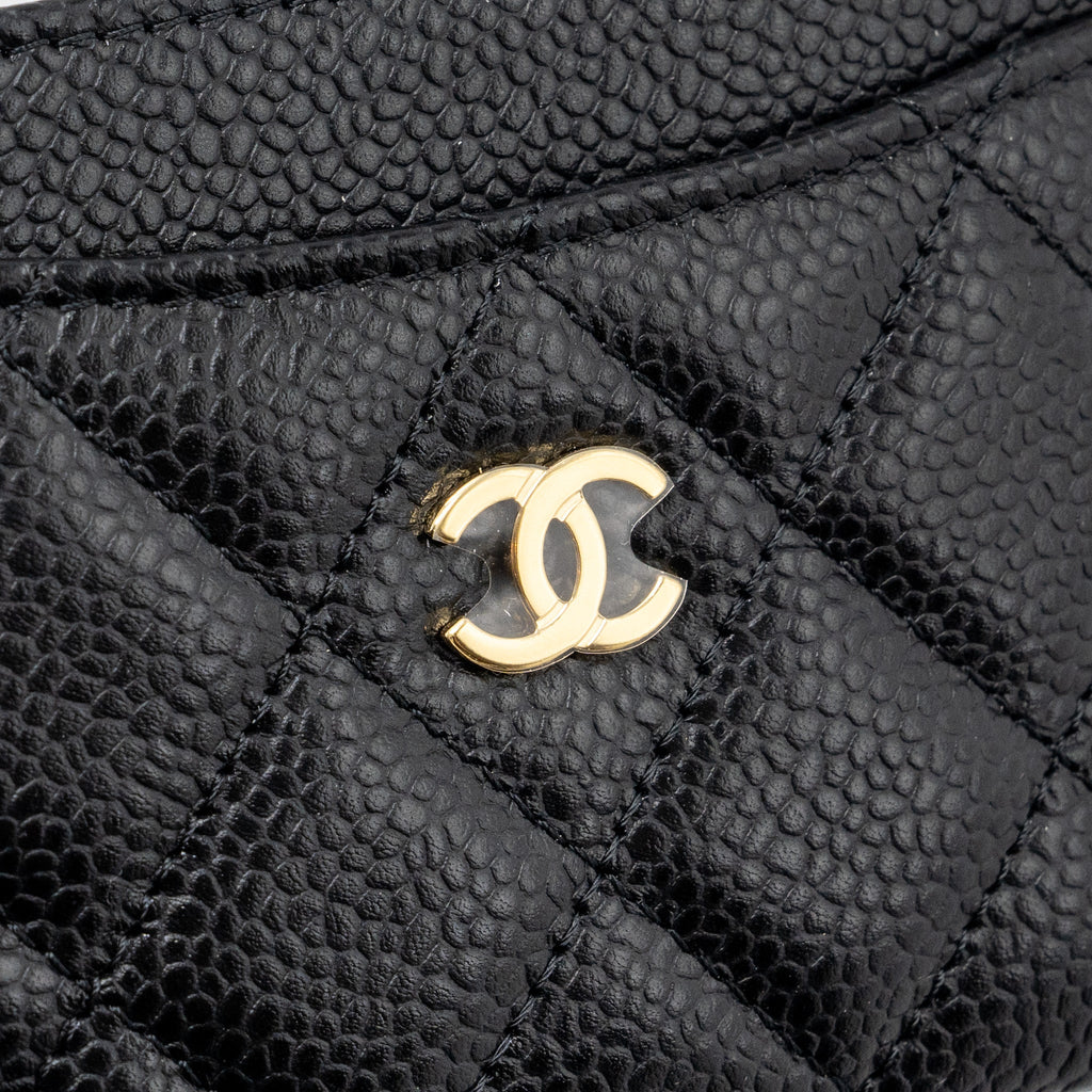 Chanel Classic Card Holder Caviar Black  (microchip)