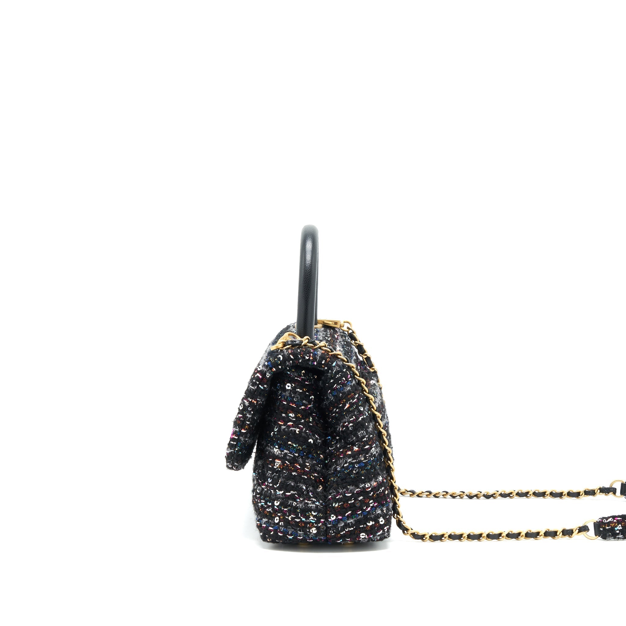 Chanel small tweed coco handle 24cm black
