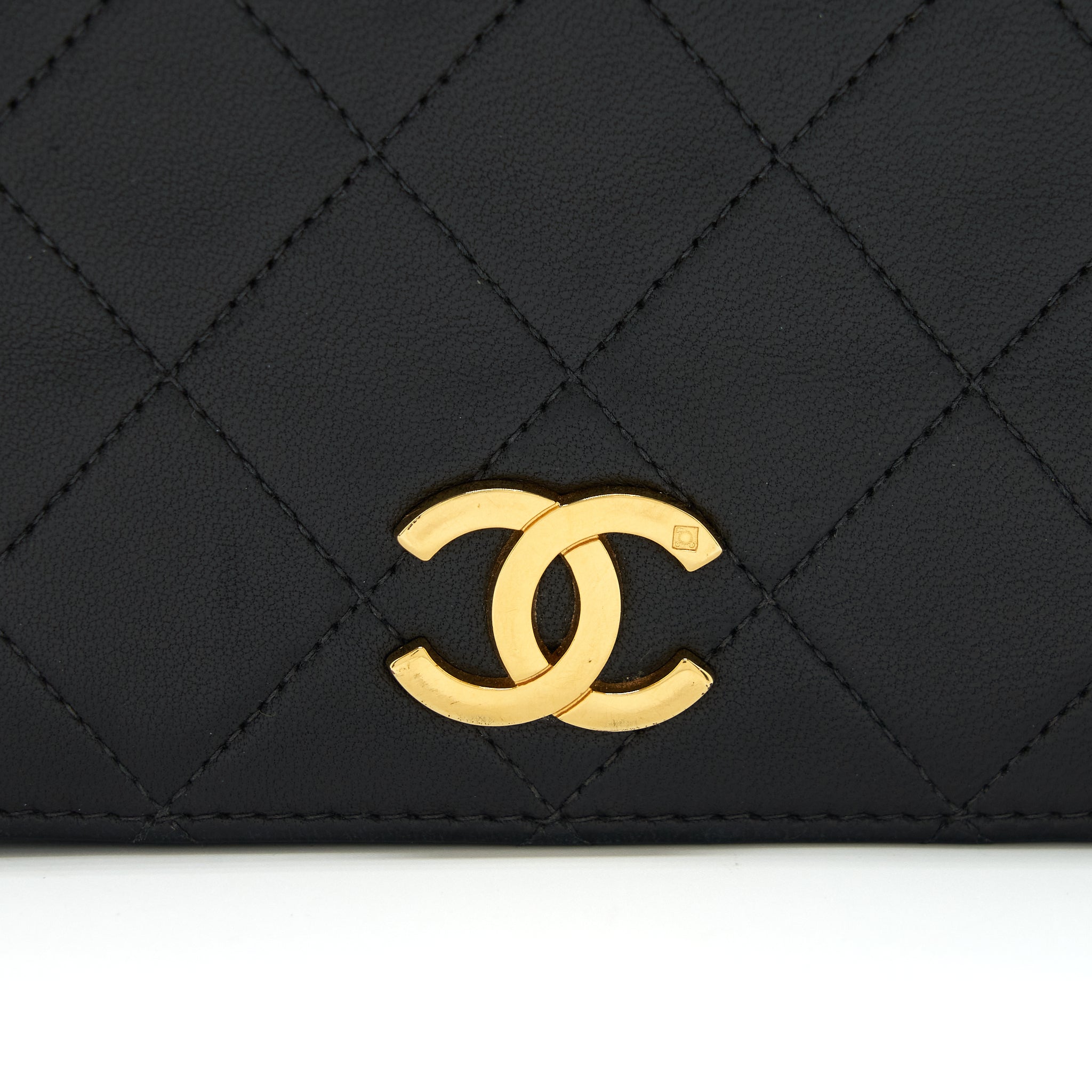 Chanel Vintage Quilted Flap Chain Wallet Black