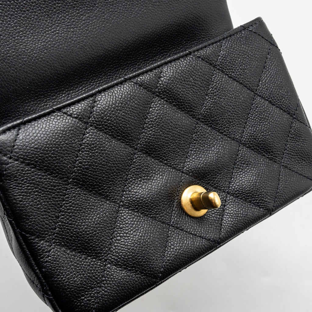 Chanel Coco Love Mini Flap Bag Adjustable Chain Caviar black  (microchip)