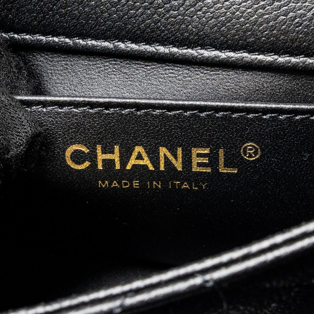 Chanel Coco Love Mini Flap Bag Adjustable Chain Caviar black  (microchip)