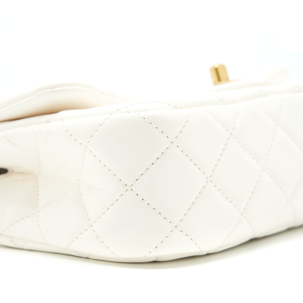 Chanel Pearl Crush Mini Rectangular Flap Bag Lambskin White