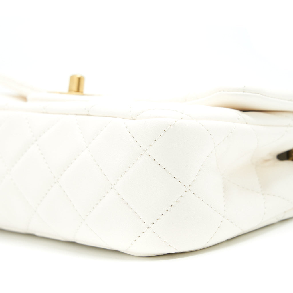 Chanel Pearl Crush Mini Rectangular Flap Bag Lambskin White