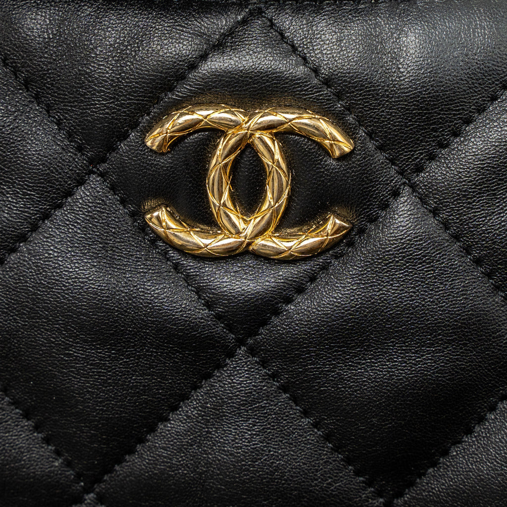 Chanel 22B Hobo Bag Lambskin Black Brushed  (Microchip)