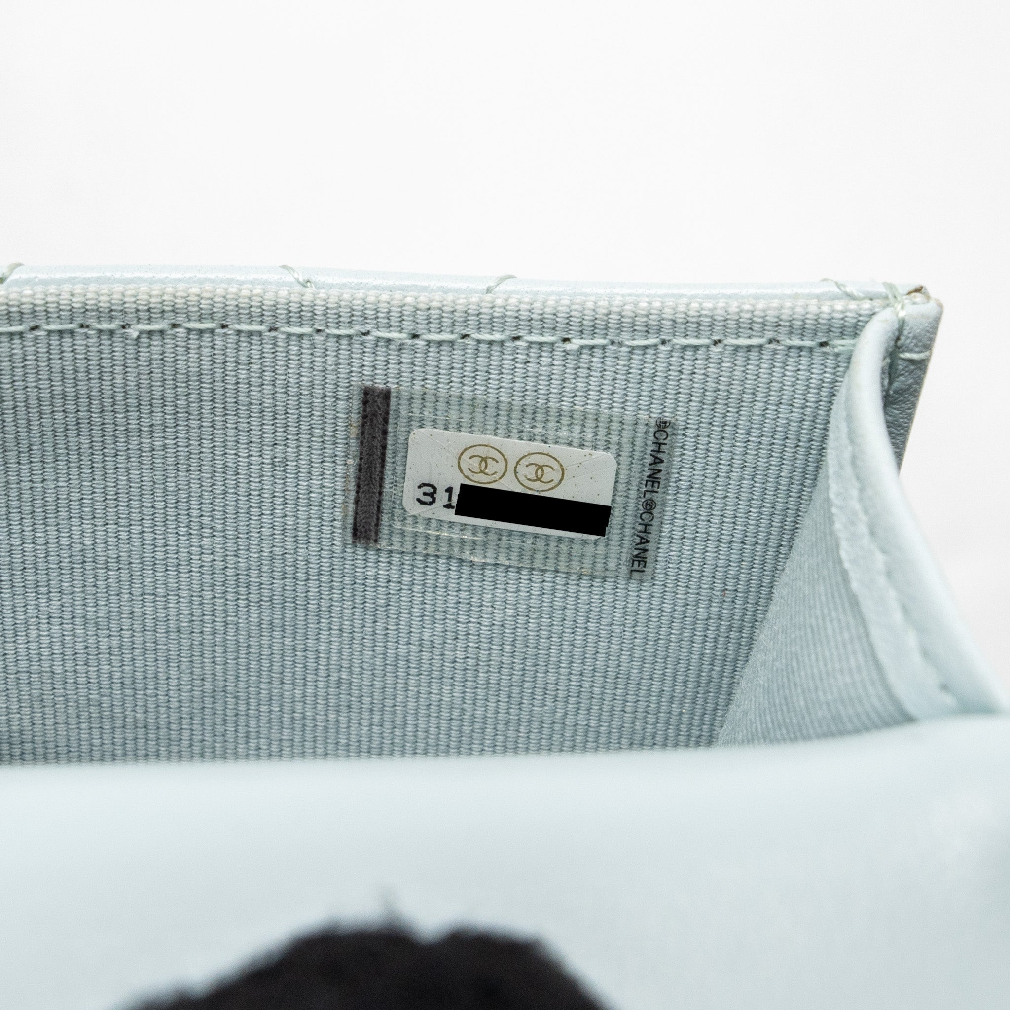 Chanel Top Handle Mini Flap Bag with Chain Lambskin Light Blue L