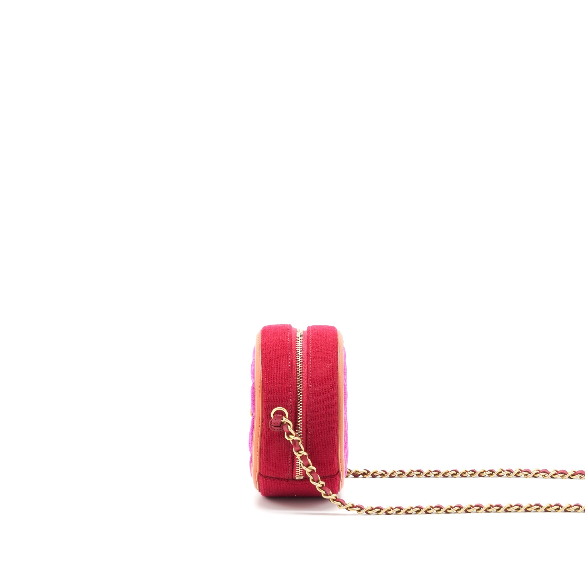 Chanel mini round Vanity with Chain Fabric Multi colour