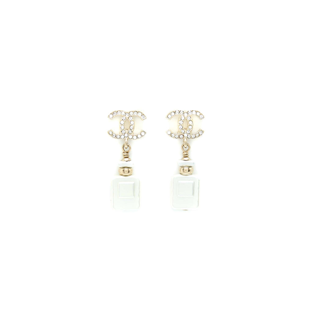 Chanel CC Logo with Perfume Bottle Drop Light Gold Tone