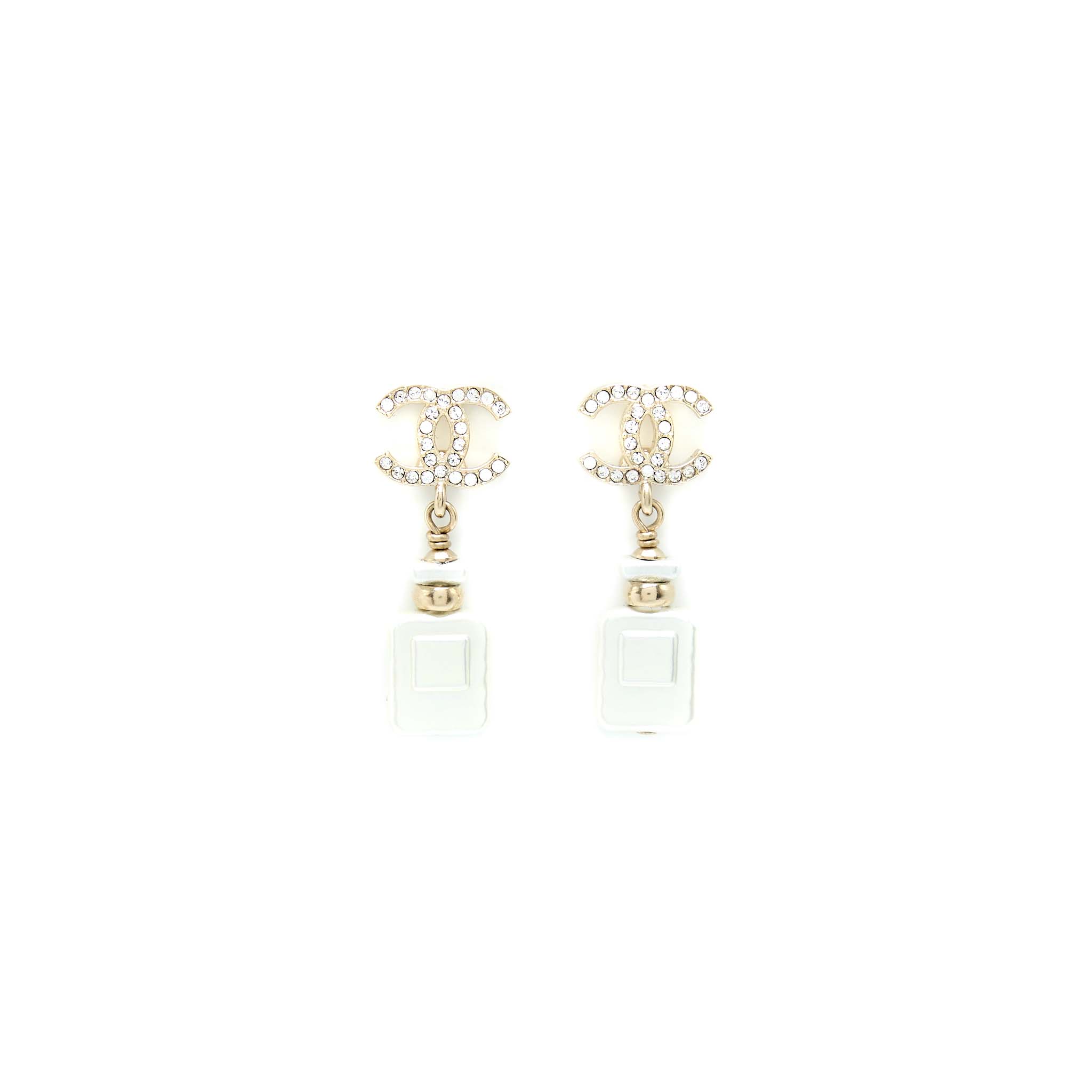 Chanel CC Logo with Perfume Bottle Drop Light Gold Tone