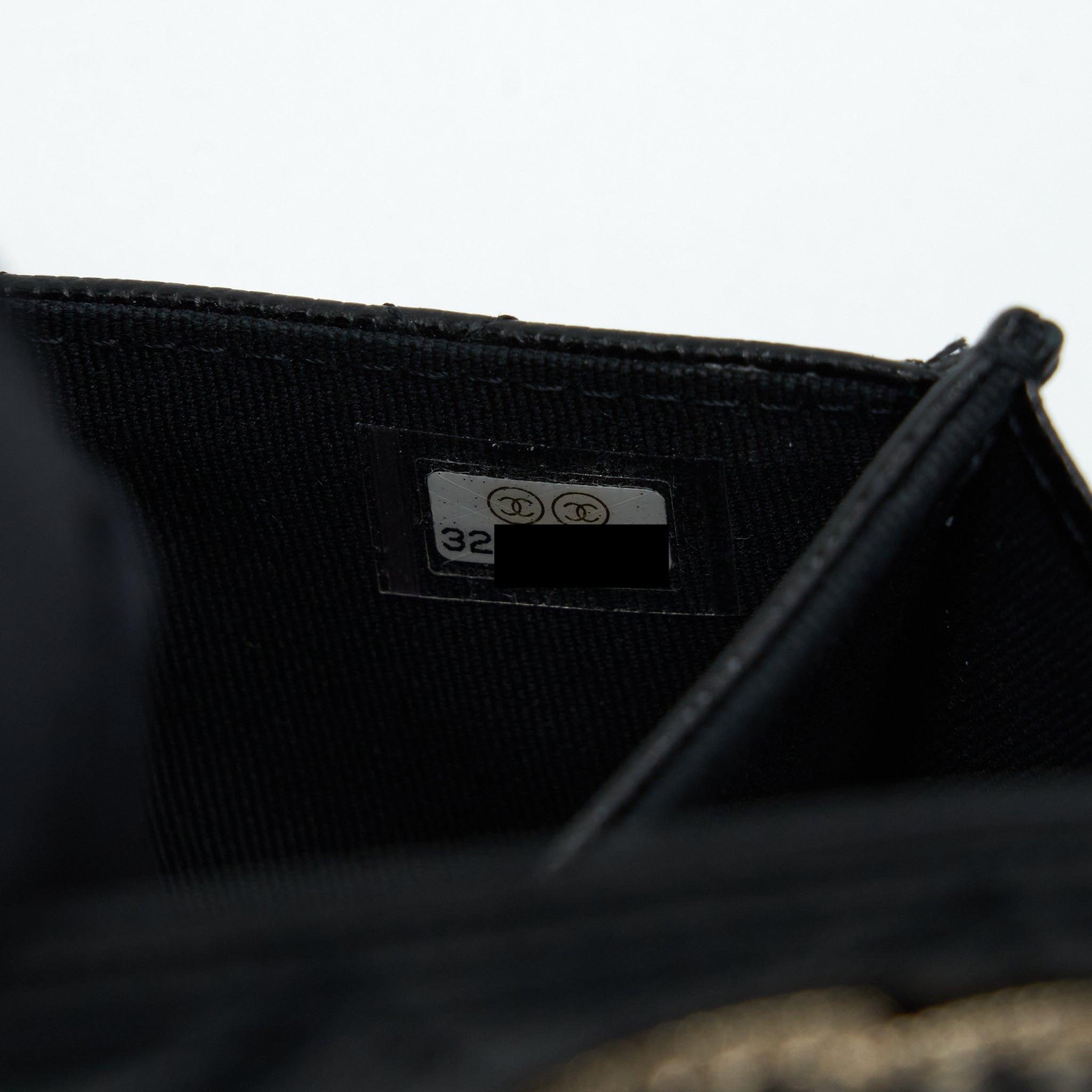Chanel 22S Detailed Logo Mini Flap Card Holder Caviar Black L