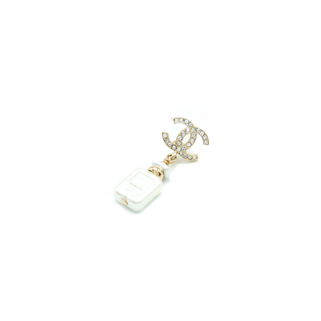 Chanel CC Logo with Perfume Bottle Drop Light Gold Tone