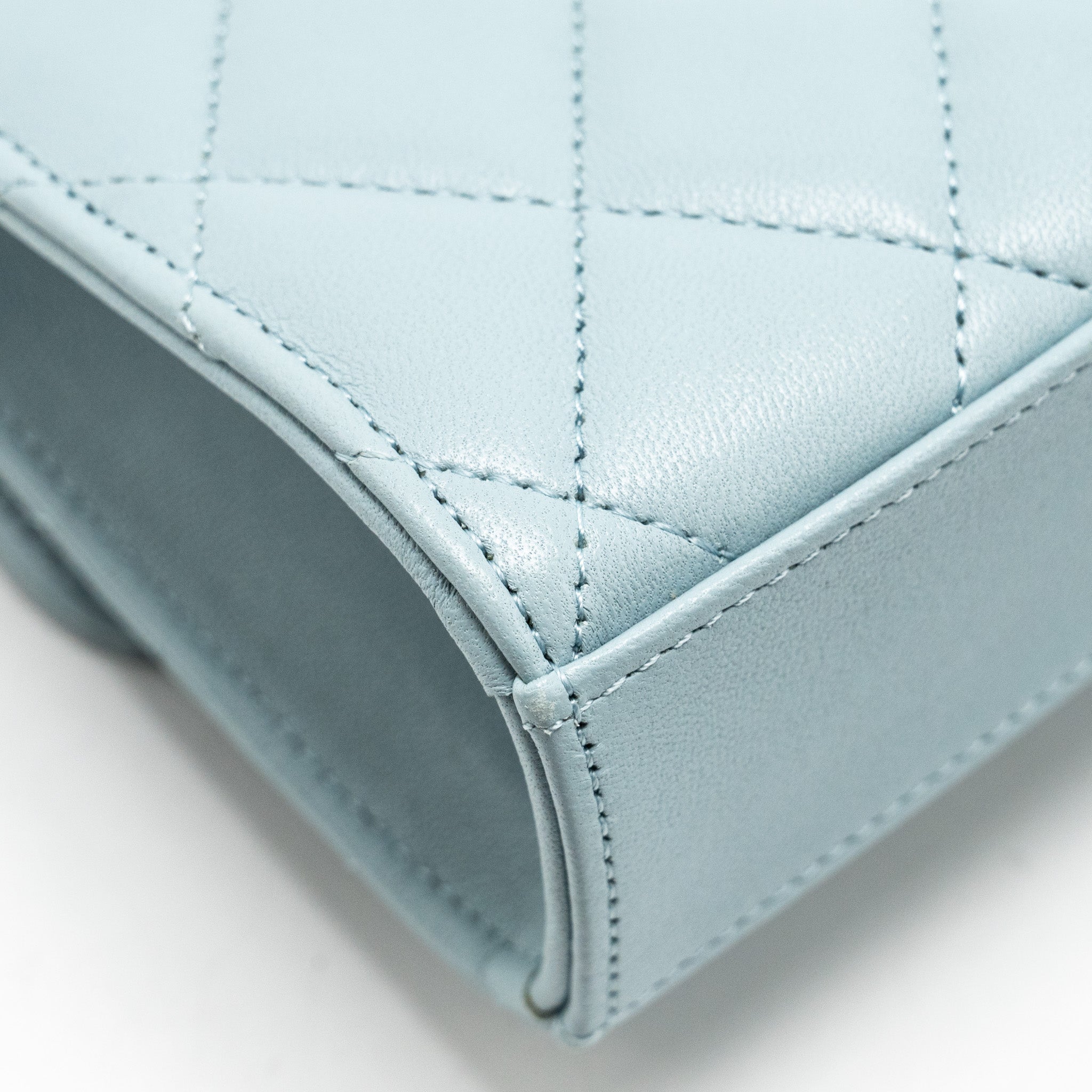 Chanel Top Handle Mini Flap Bag Lambskin Light BLUE L