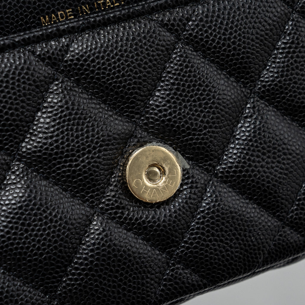 chanel double pocket wallet on chain caviar black L (microchip)