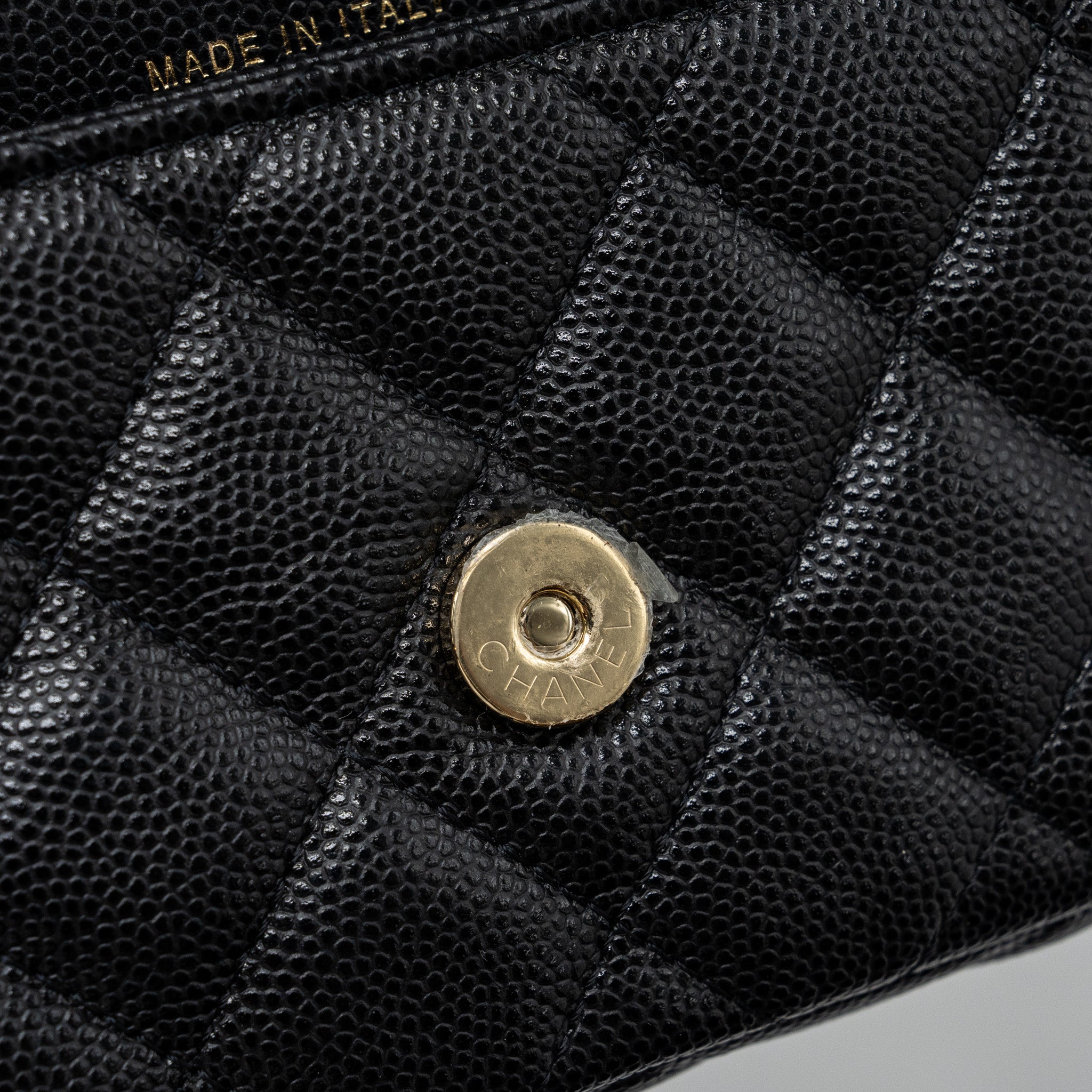 chanel double pocket wallet on chain caviar black L (microchip)