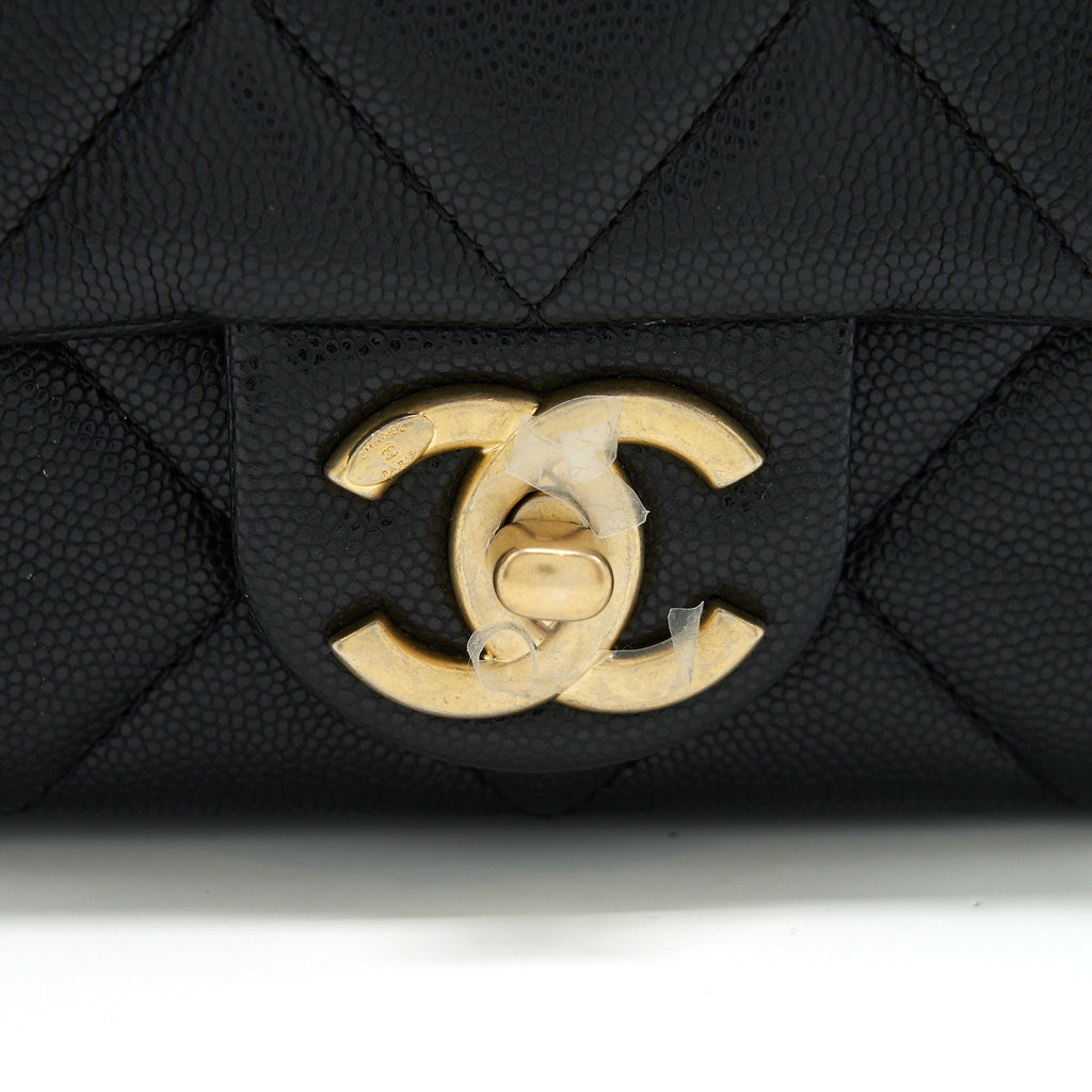 Chanel 22A Small Flap Bag Caviar Black Brushed  (Microchip)