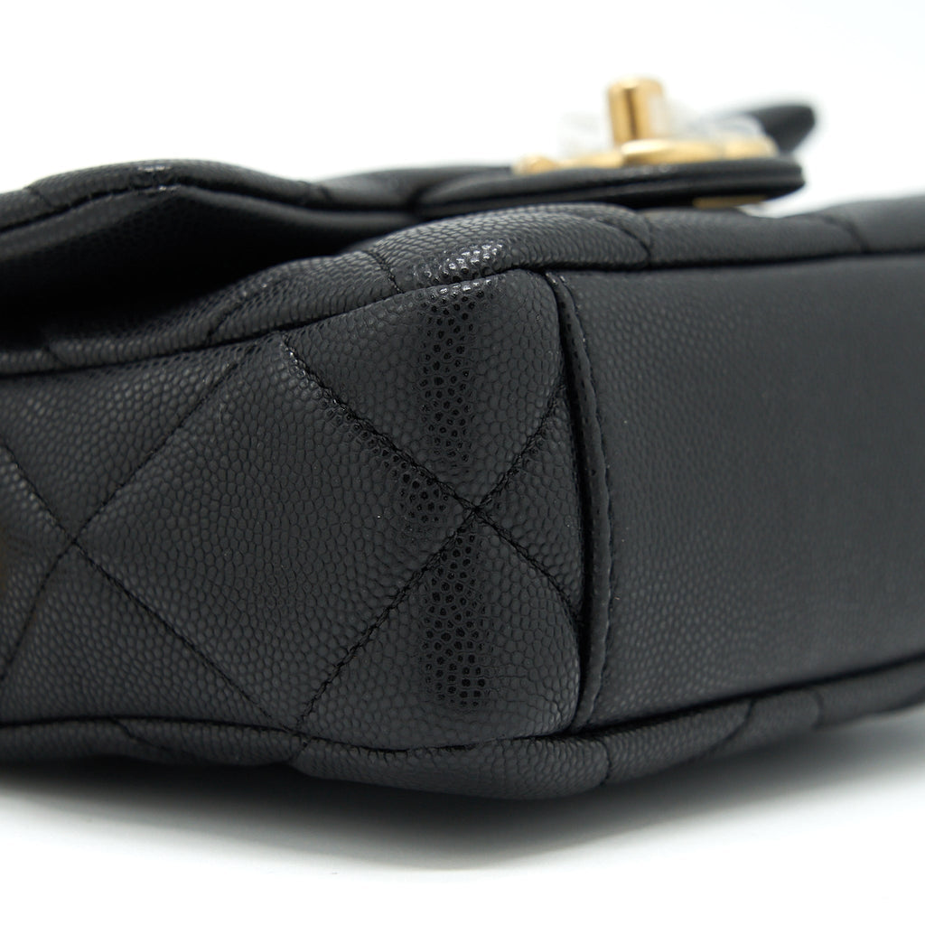 Chanel 22A Small Flap Bag Caviar Black Brushed  (Microchip)