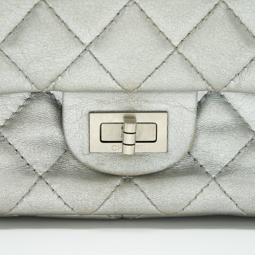 Chanel Reissue 2.55 226 Double Flap Bag Lambskin Silver