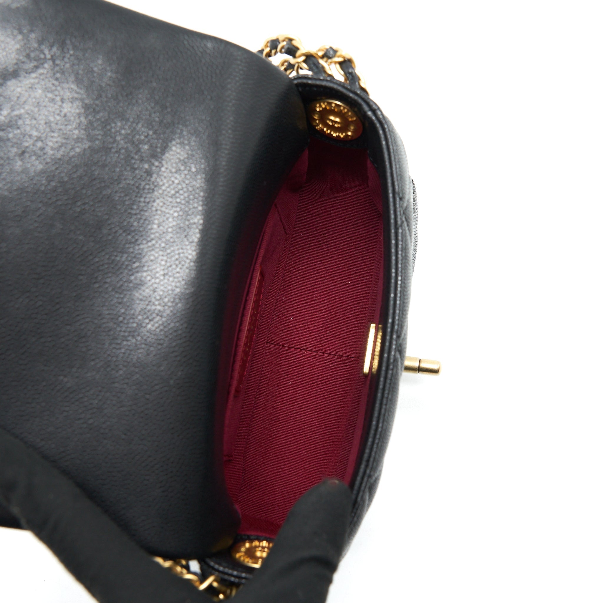 Chanel 22A Small Flap Bag Caviar Black Brushed  (Microchip)