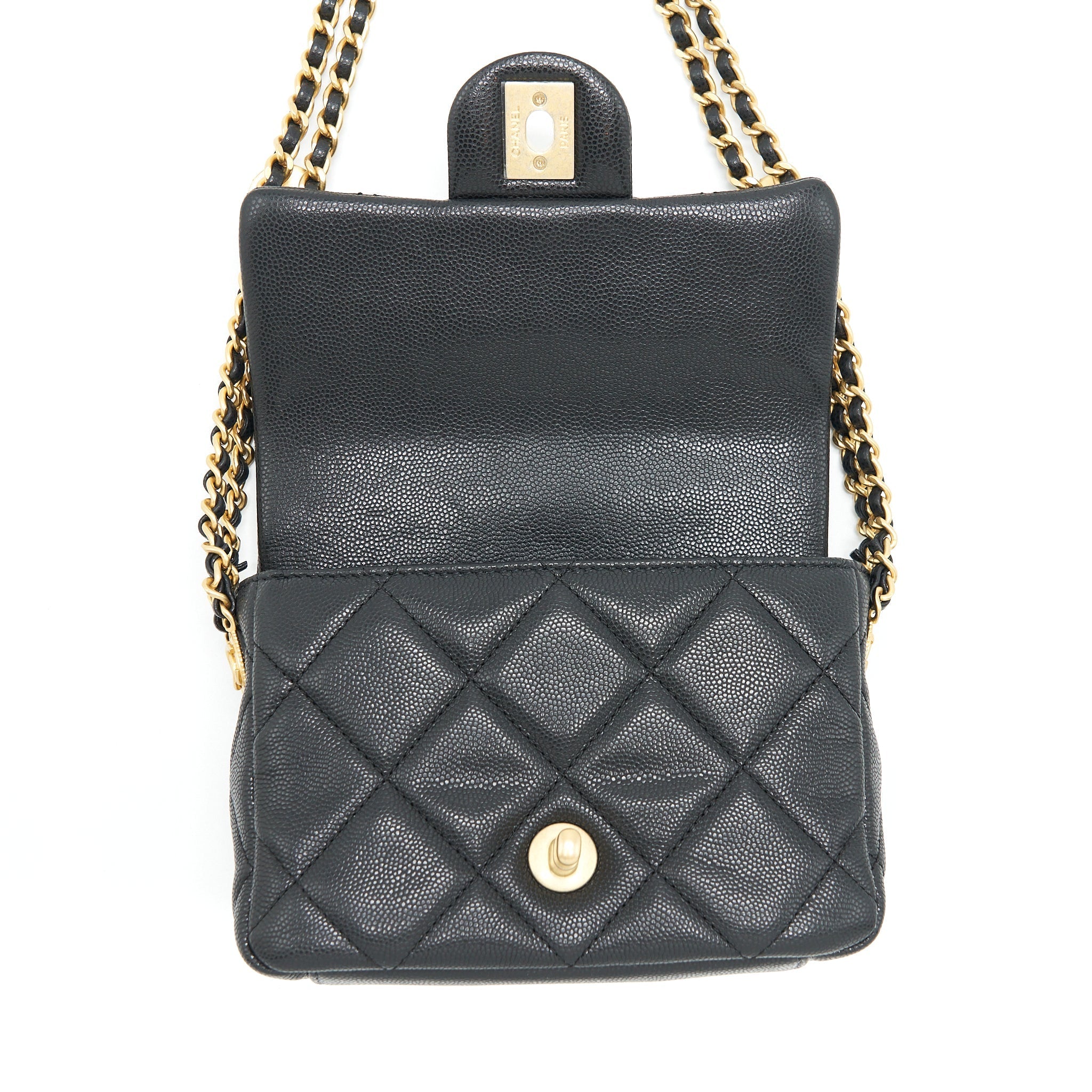 Chanel 22A Small Flap Bag Caviar Black Brushed  (Microchip)