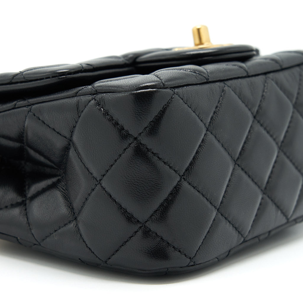 Chanel Pearl Crush Mini Square Lambskin Black Brushed