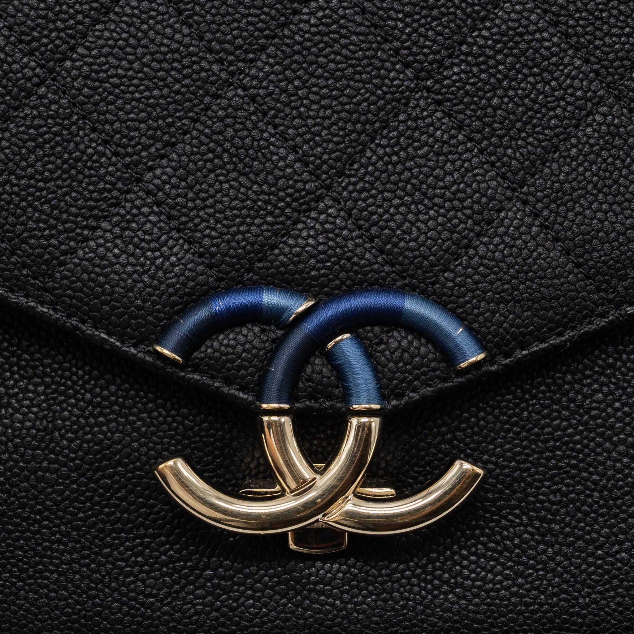 Chanel Flap Bag with handle Caviar Black/Multicolour L