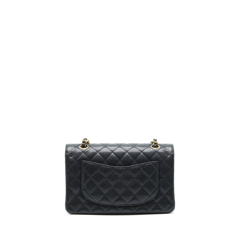 Chanel 22c caviar small classic double flap bag black