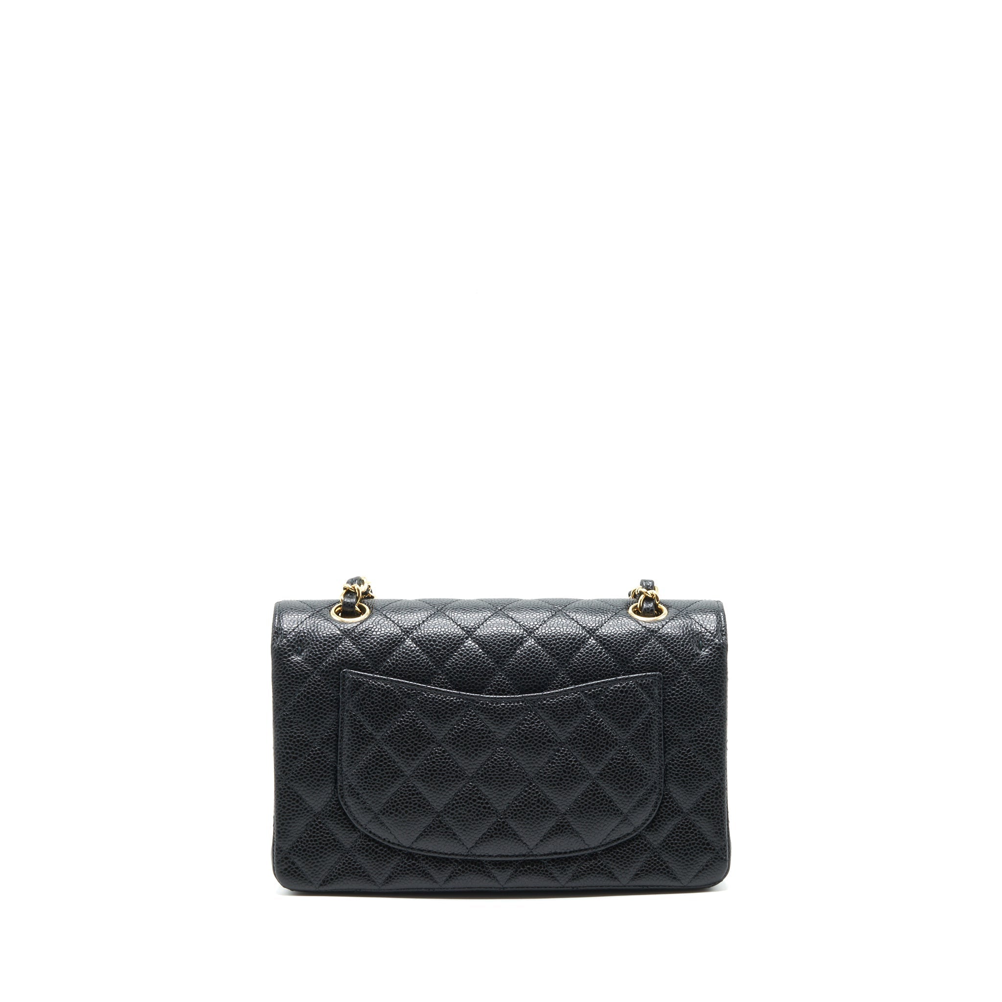 Chanel 22c caviar small classic double flap bag black