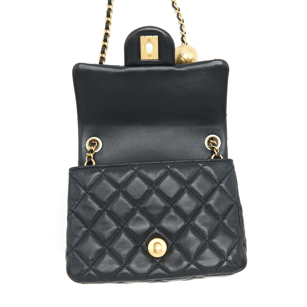 Chanel Pearl Crush Mini Square Lambskin Black Brushed