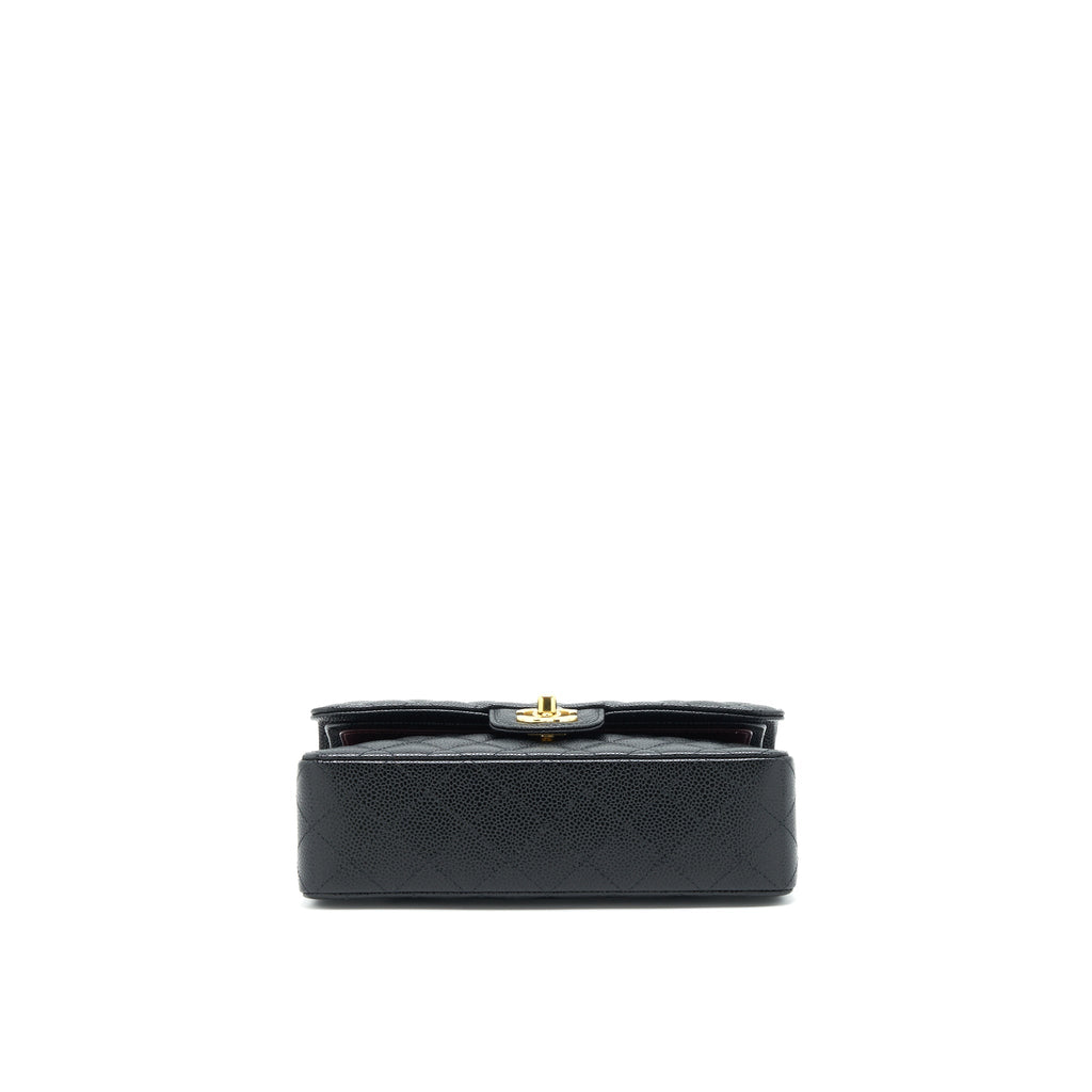 Chanel 22c caviar small classic double flap bag black