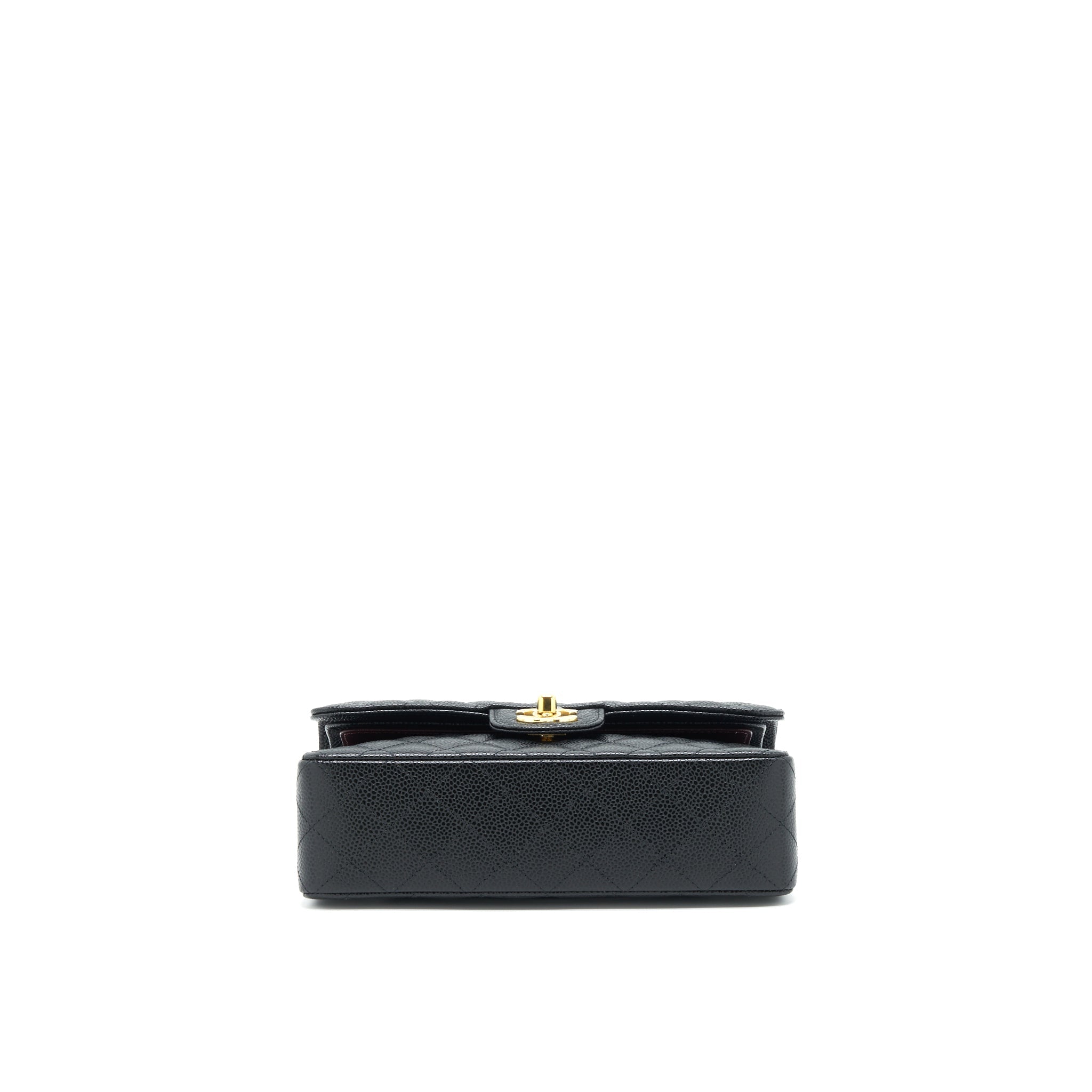 Chanel 22c caviar small classic double flap bag black