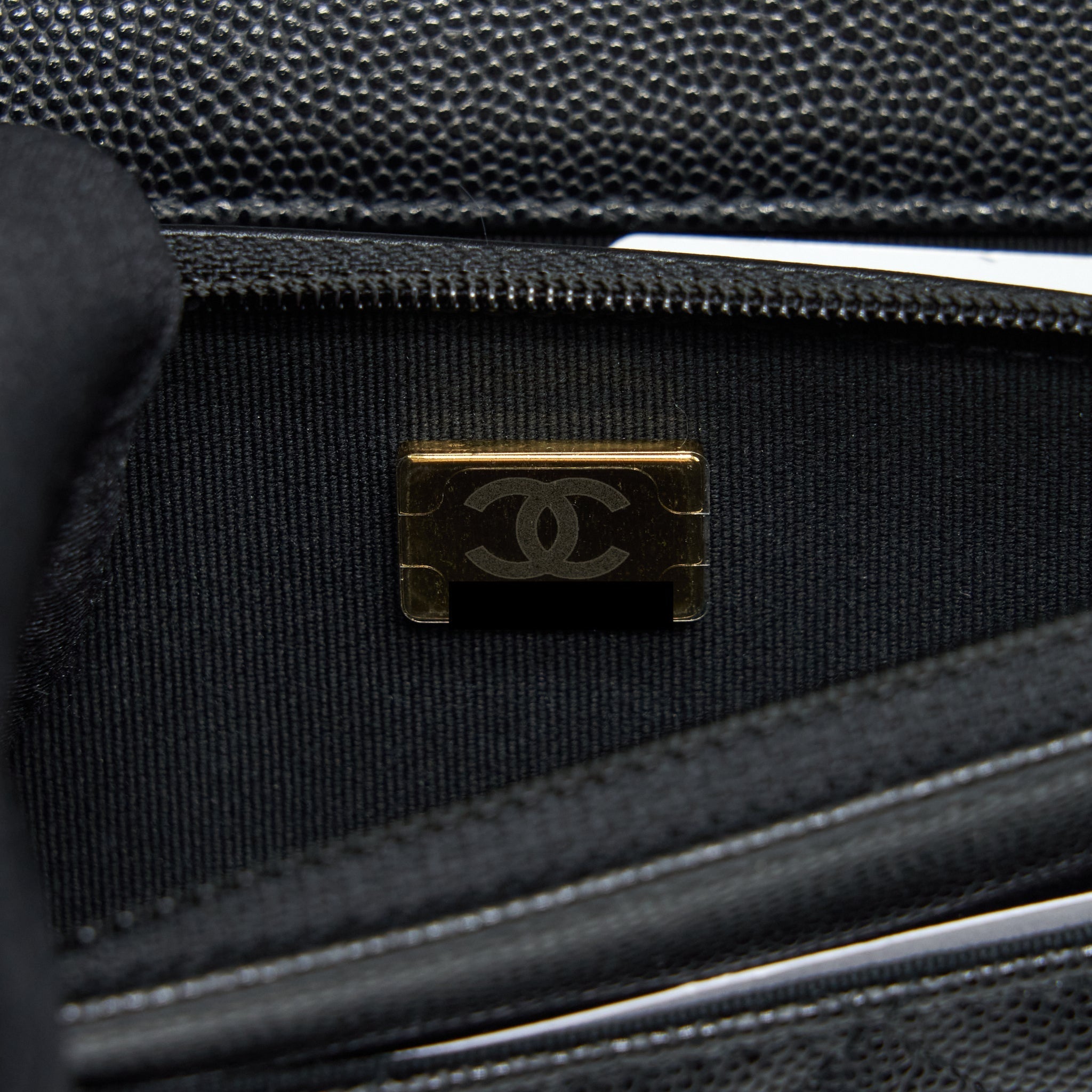 Chanel 22S Detailed Logo Wallet On Chain Caviar Black L