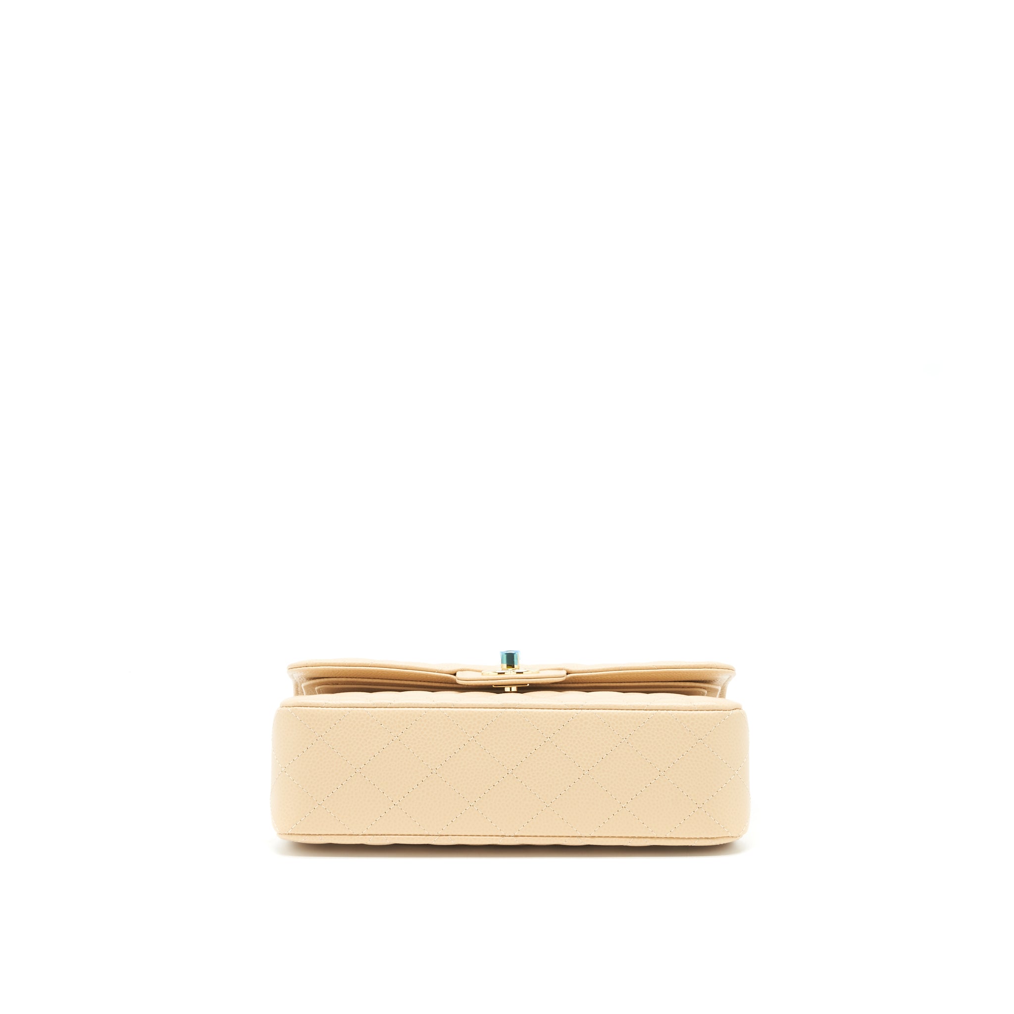 Chanel small classic double flap bag caviar beige
