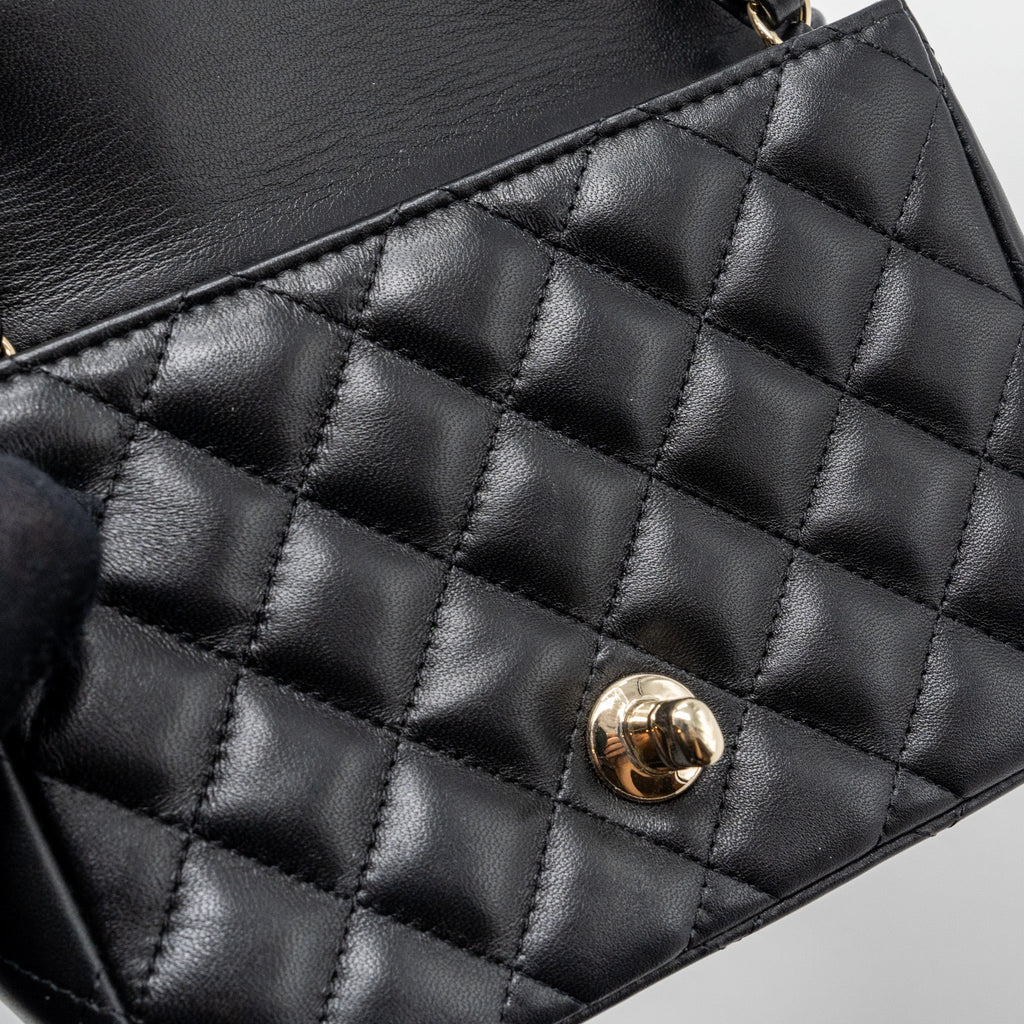 Chanel Classic Mini Square Flap Bag Lambskin Black L