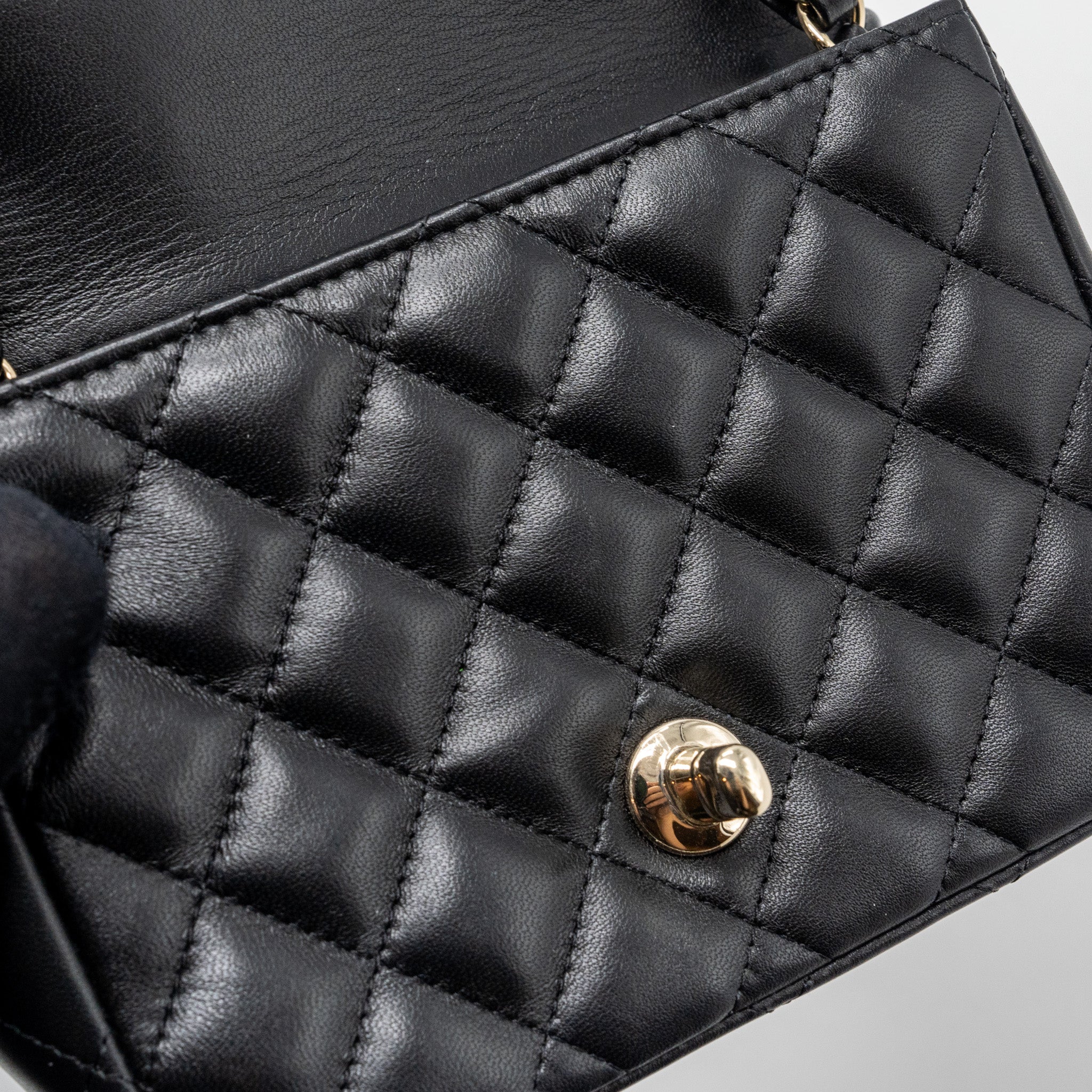 Chanel Classic Mini Square Flap Bag Lambskin Black L