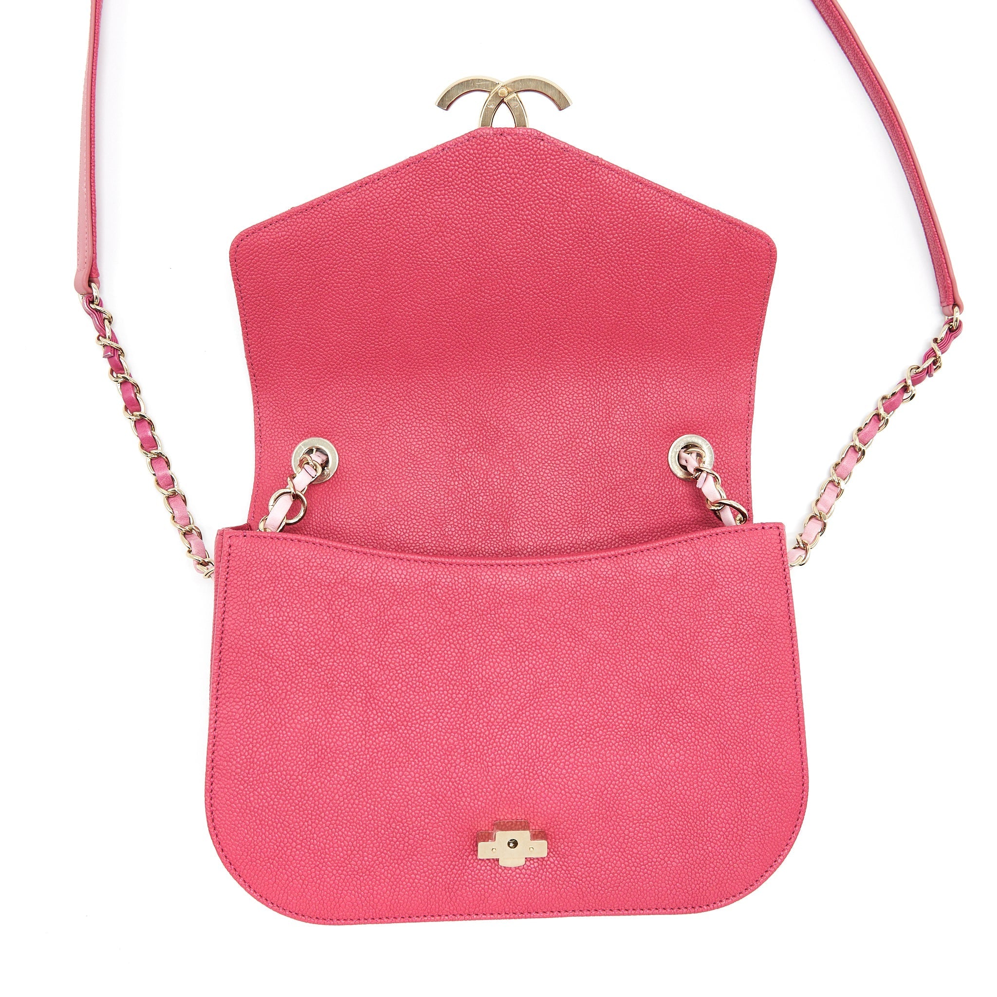 Chanel Seasonal Messenger Crossbody Bag Caviar Pink L