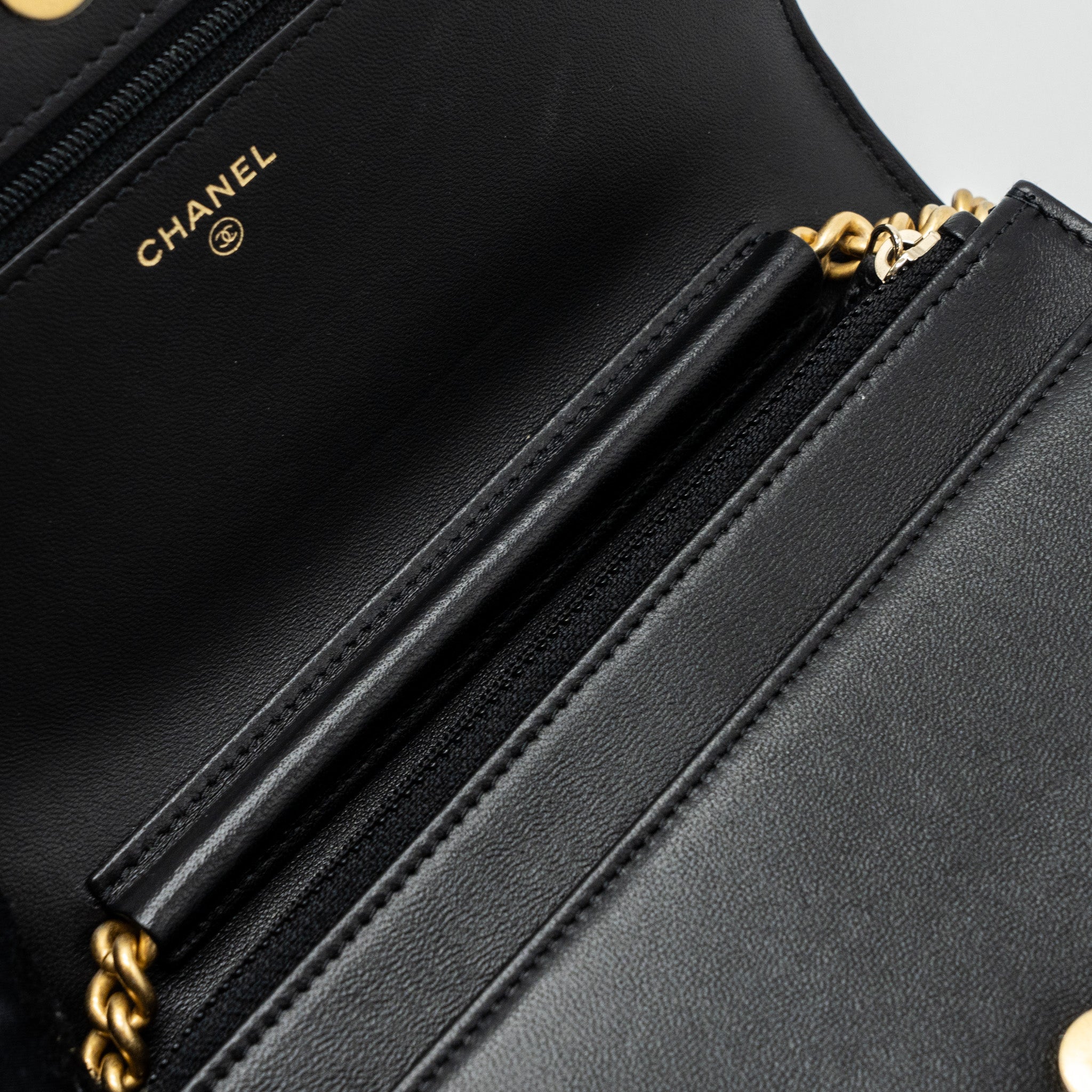 Chanel Boy Wallet On Chain Lambskin Black (Microchip)
