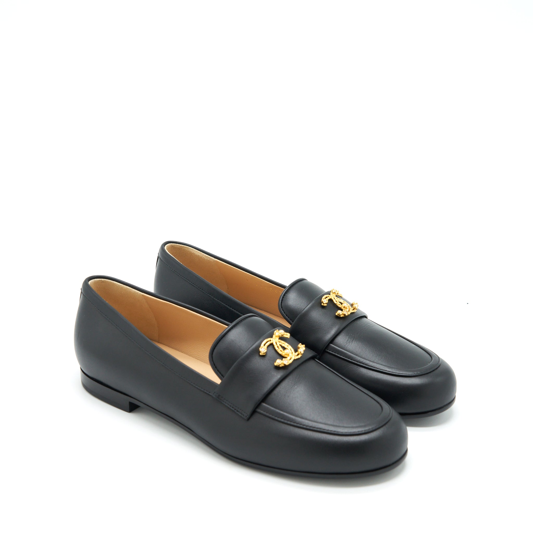 Chanel Size 37 Detailed CC Logo Loafer Black