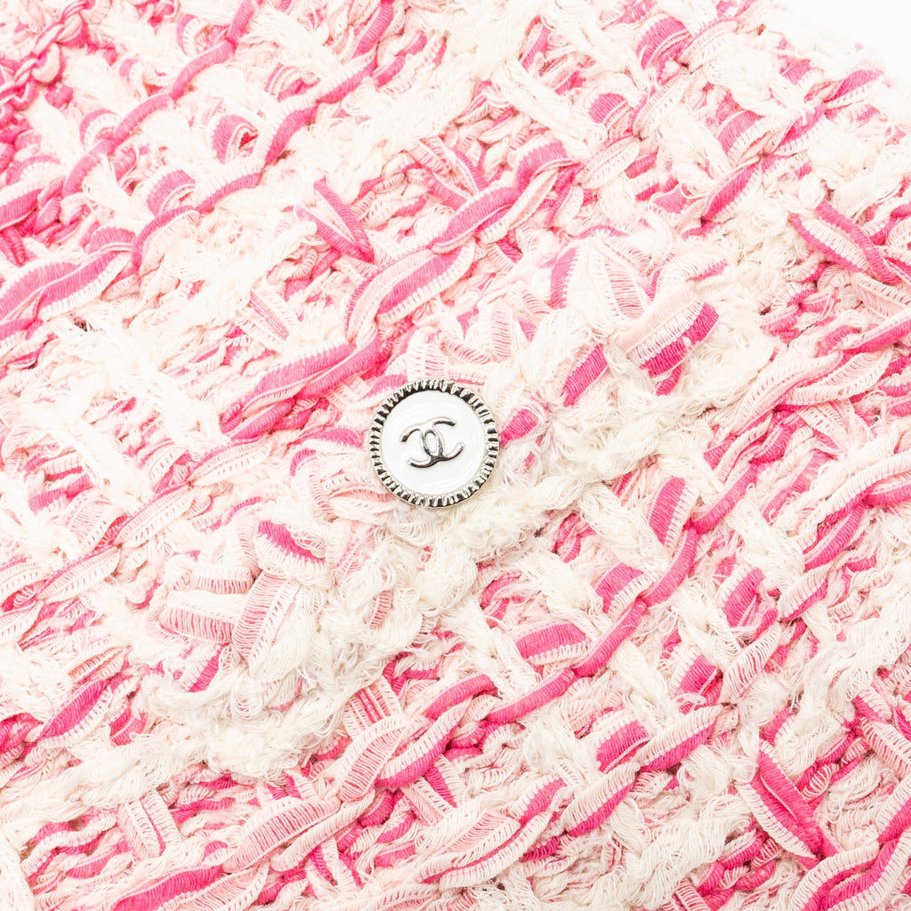 Chanel 24P size 34 sweater and skirts suit cotton pink/ Ecru