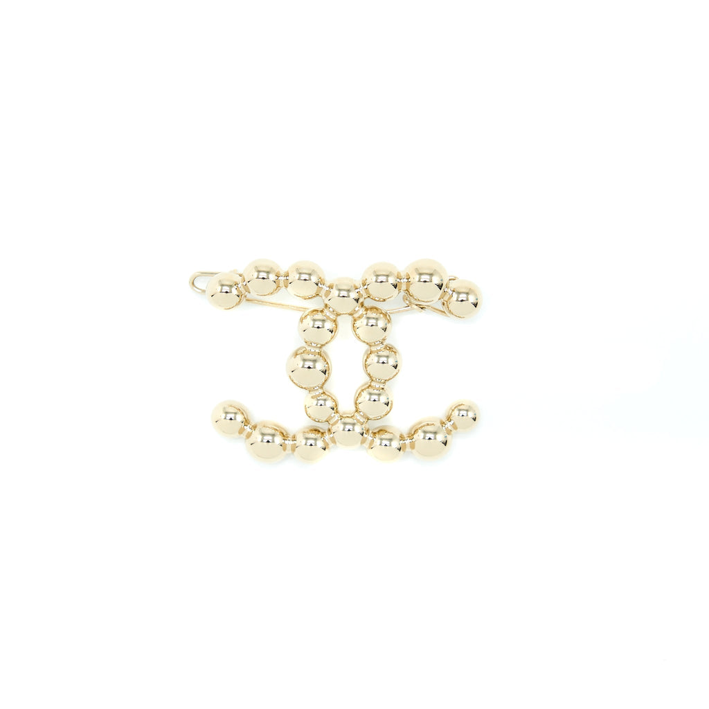 Chanel CC Logo Hair Clip Light Gold Tone