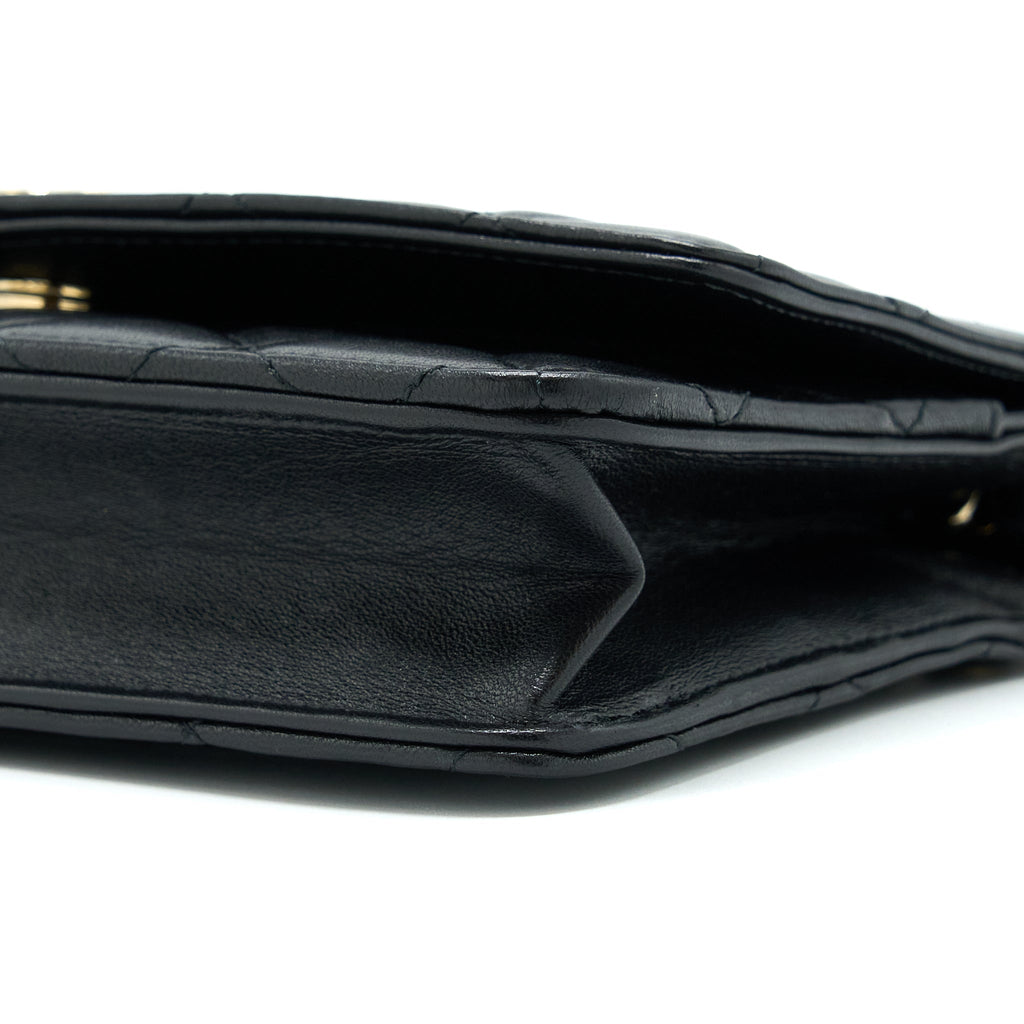 Chanel Coco Charm Wallet On Chain Lambskin Black L