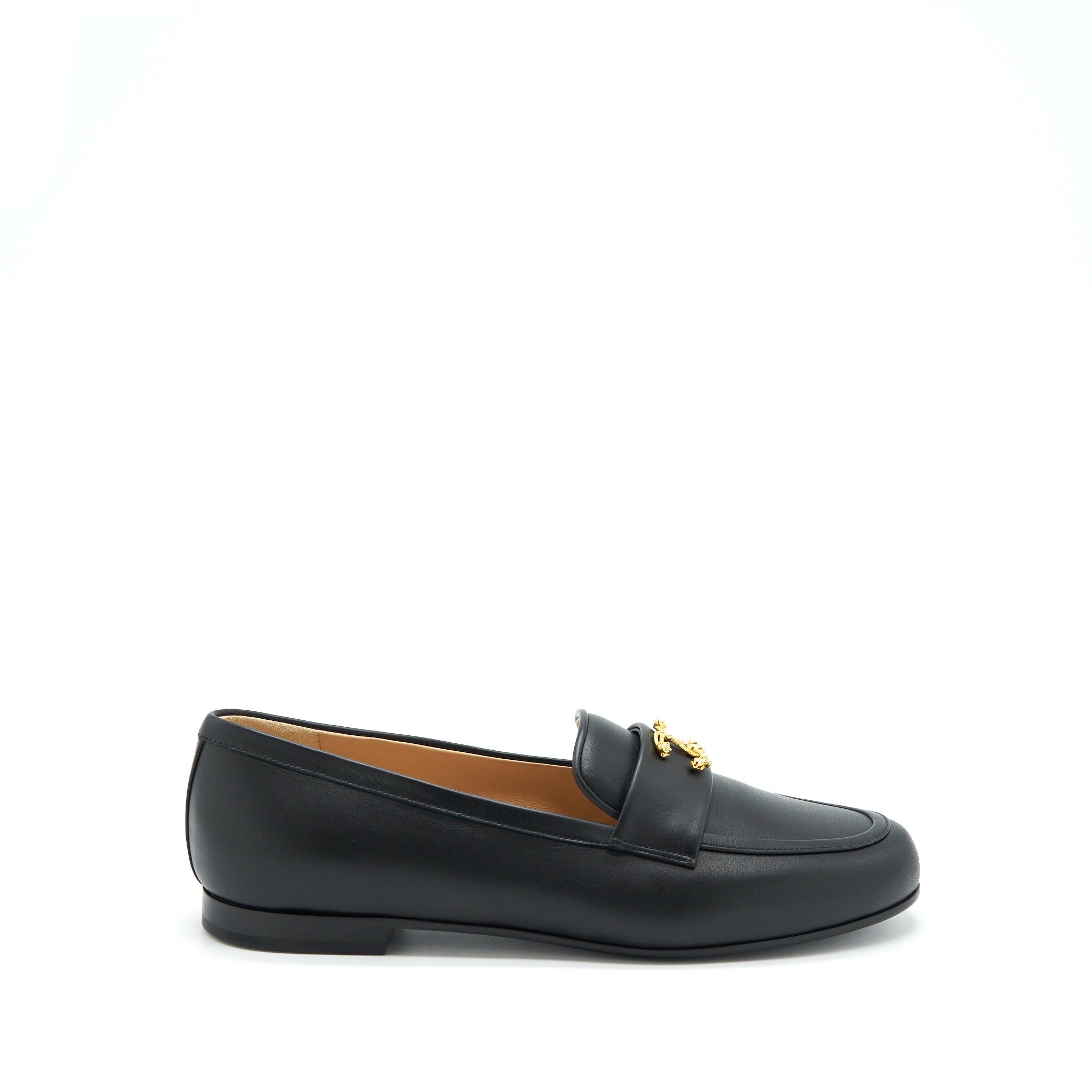 Chanel Size 37 Detailed CC Logo Loafer Black
