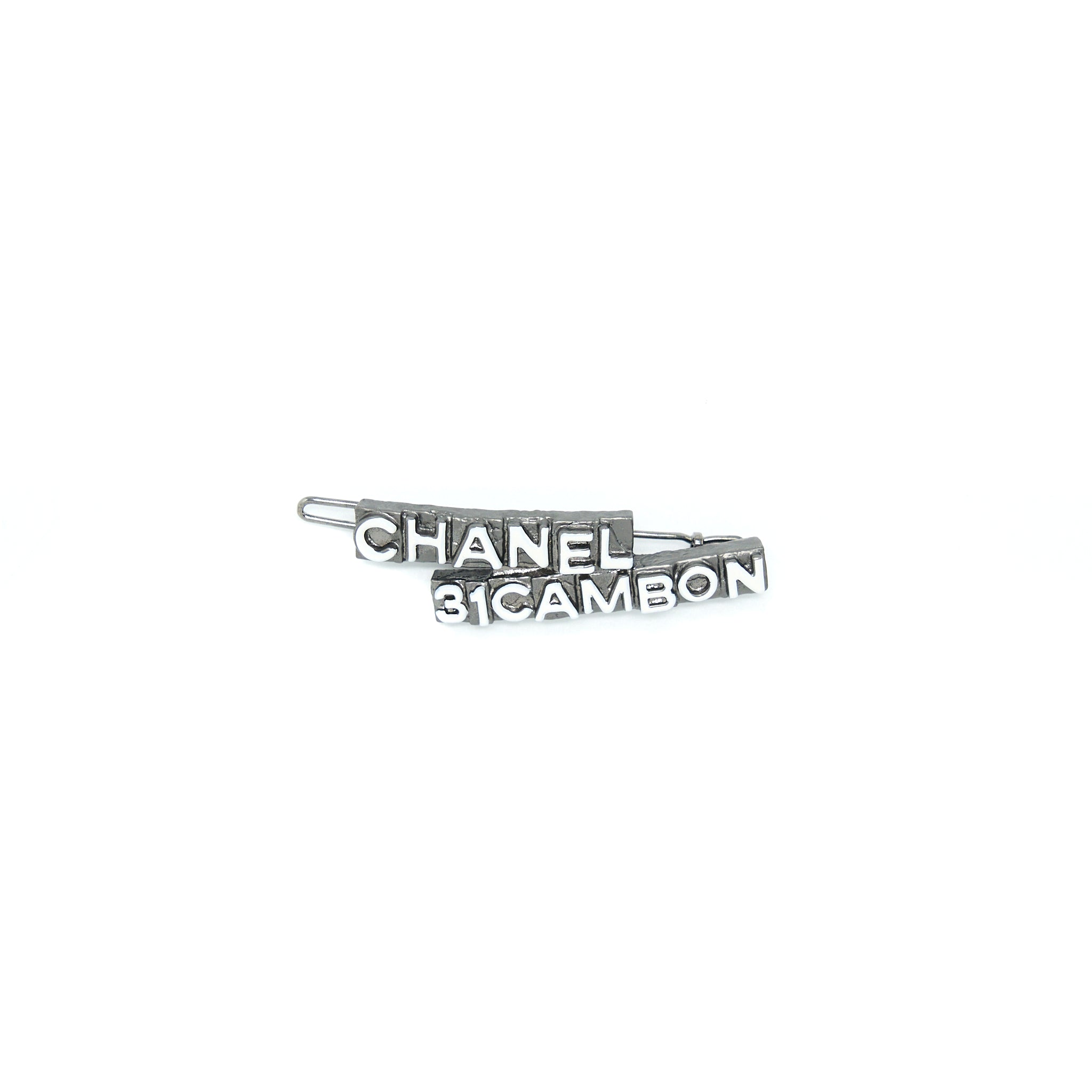 Chanel 31 Cambon Barrette Hair Clip In Silver Plated Metal