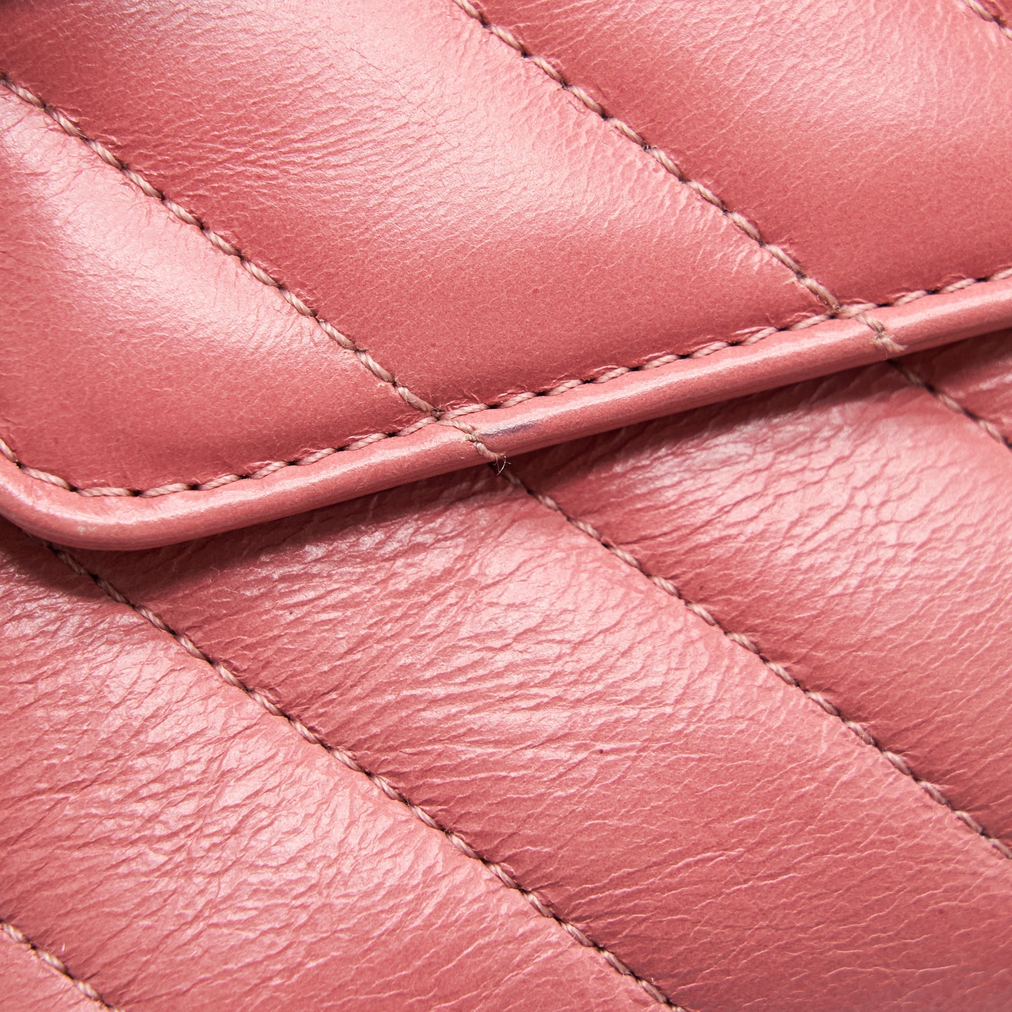 Chanel Small Coco Handle Chevron Calfskin With Lizard Handle Pink