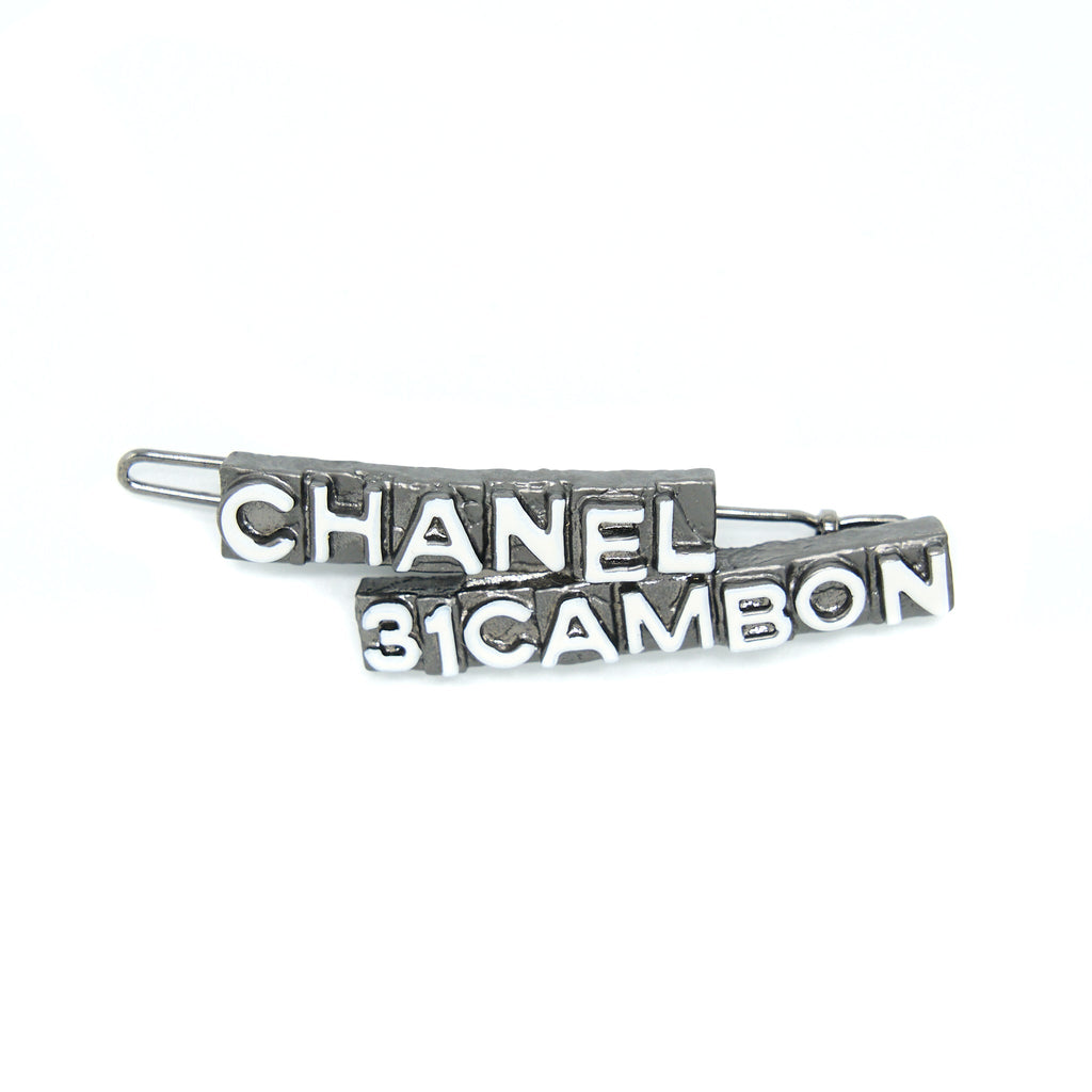 Chanel 31 Cambon Barrette Hair Clip In Silver Plated Metal