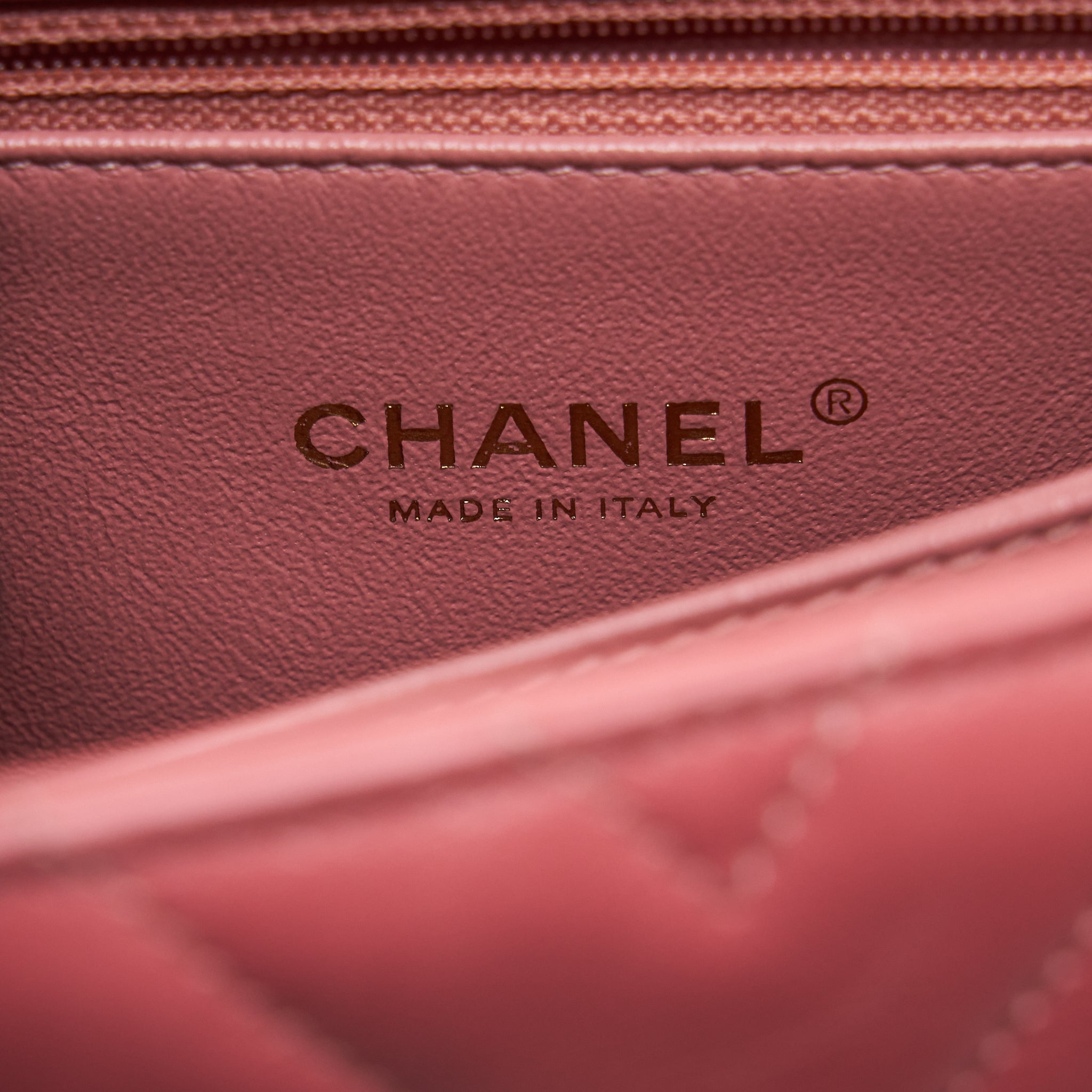 Chanel Small Coco Handle Chevron Calfskin With Lizard Handle Pink