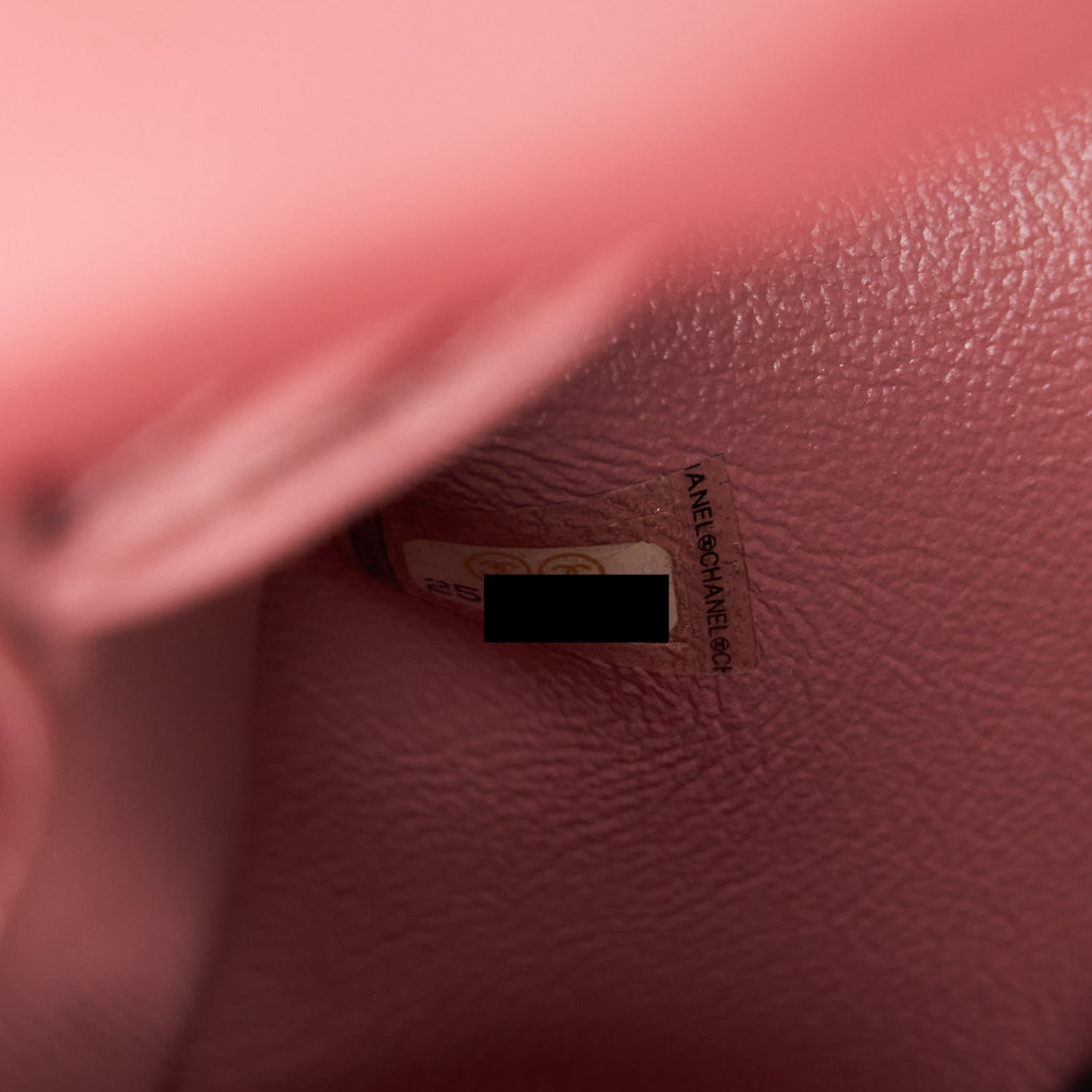 Chanel Small Coco Handle Chevron Calfskin With Lizard Handle Pink