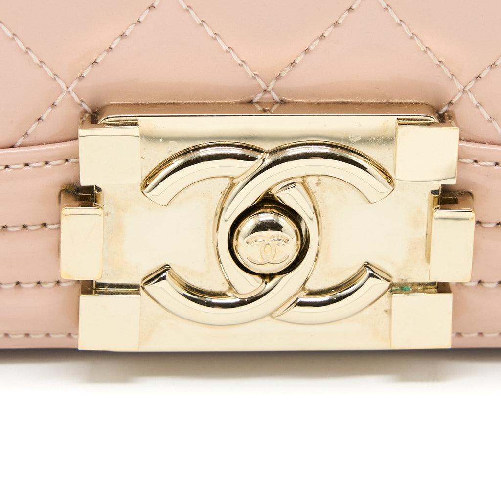Chanel Small Boy Bag Patent Leather Light Pink L