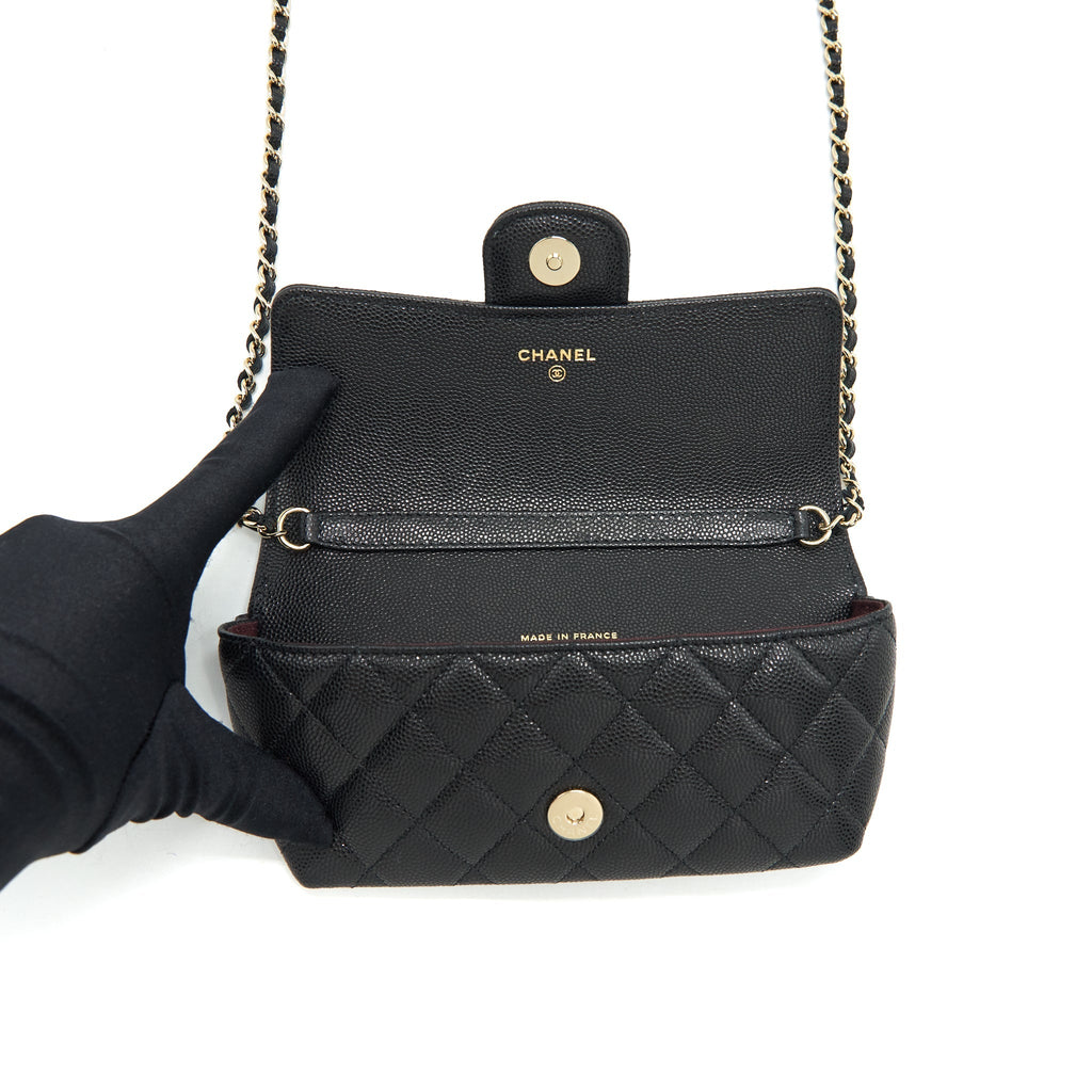 Chanel Glasses Case With Chain Caviar Black L