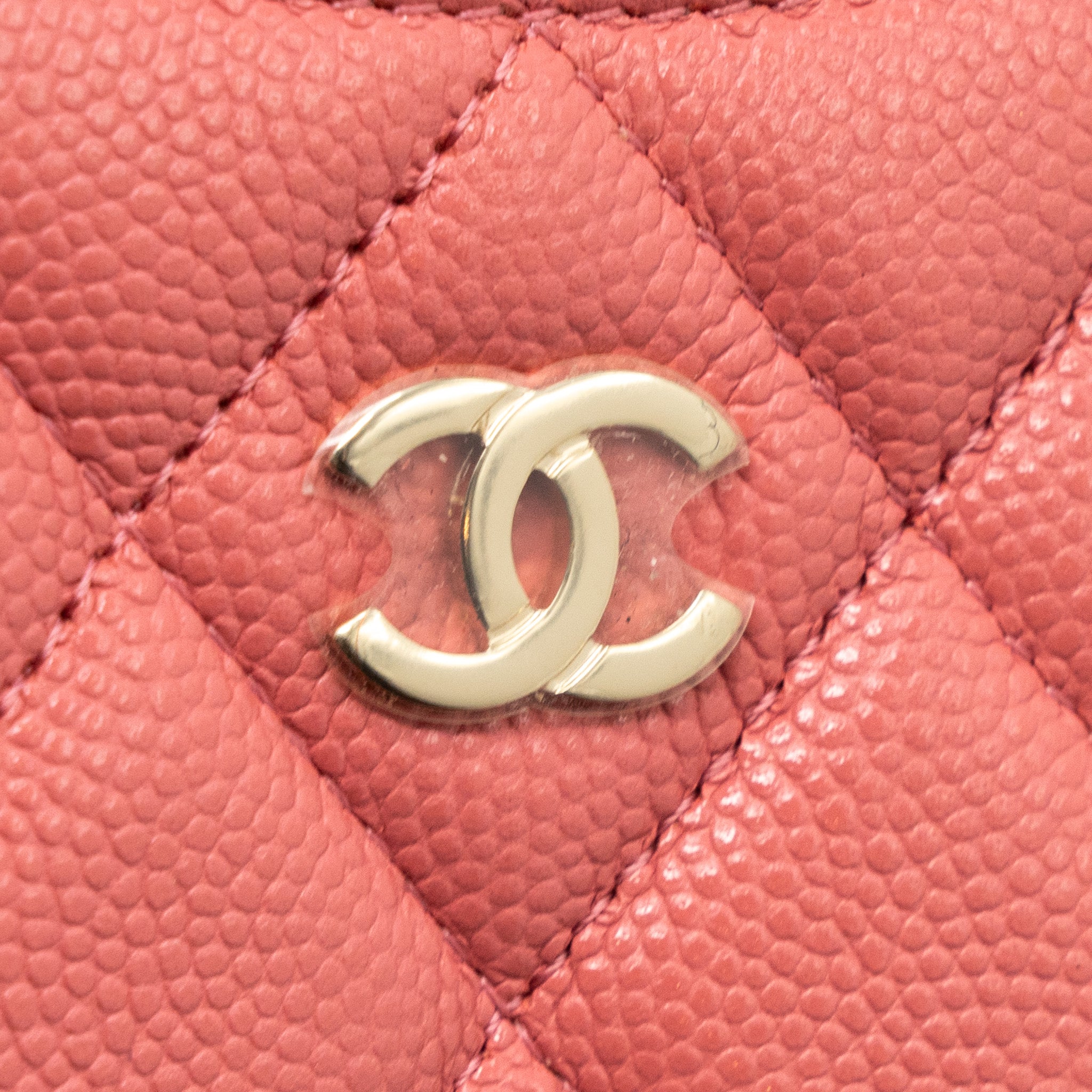Chanel Phone Card Holder Caviar Pink L