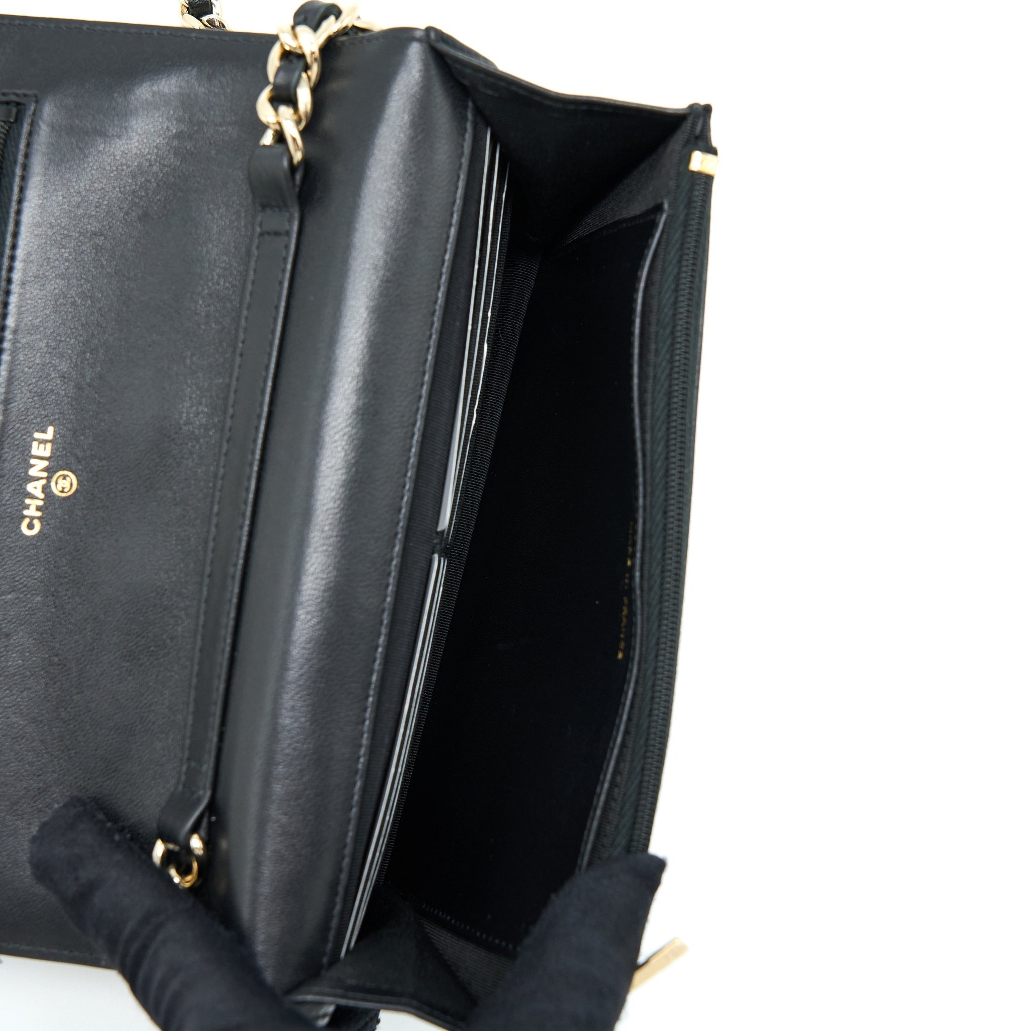 Chanel Coco Charm Wallet On Chain Lambskin Black L